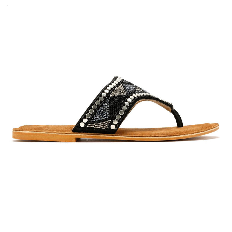 Tower London Toepost Women's Black Metallic Sandals