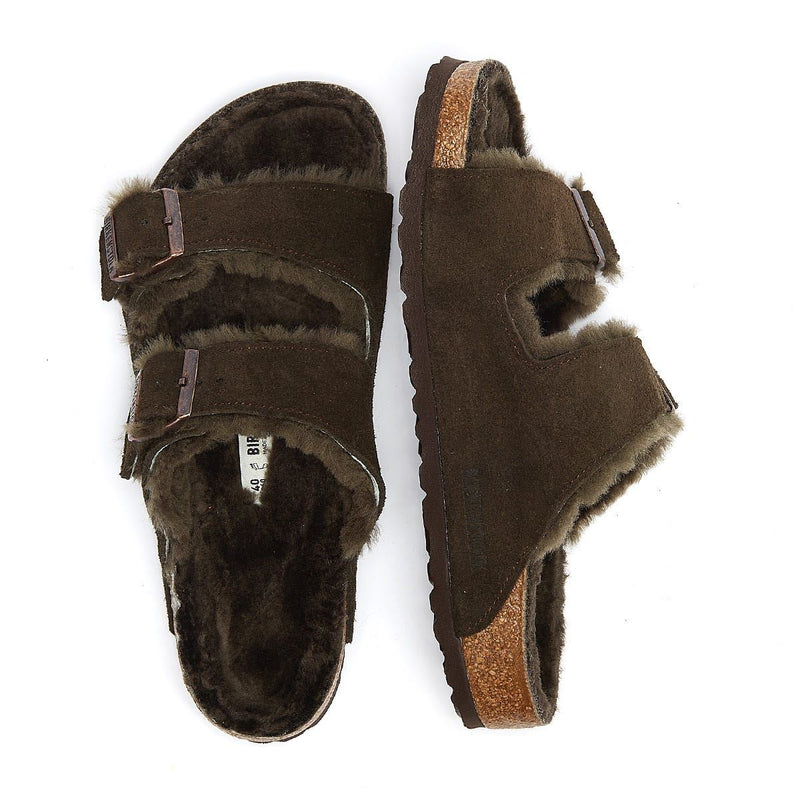 Birkenstock Arizona Shearling Mocca Bruin sandalen