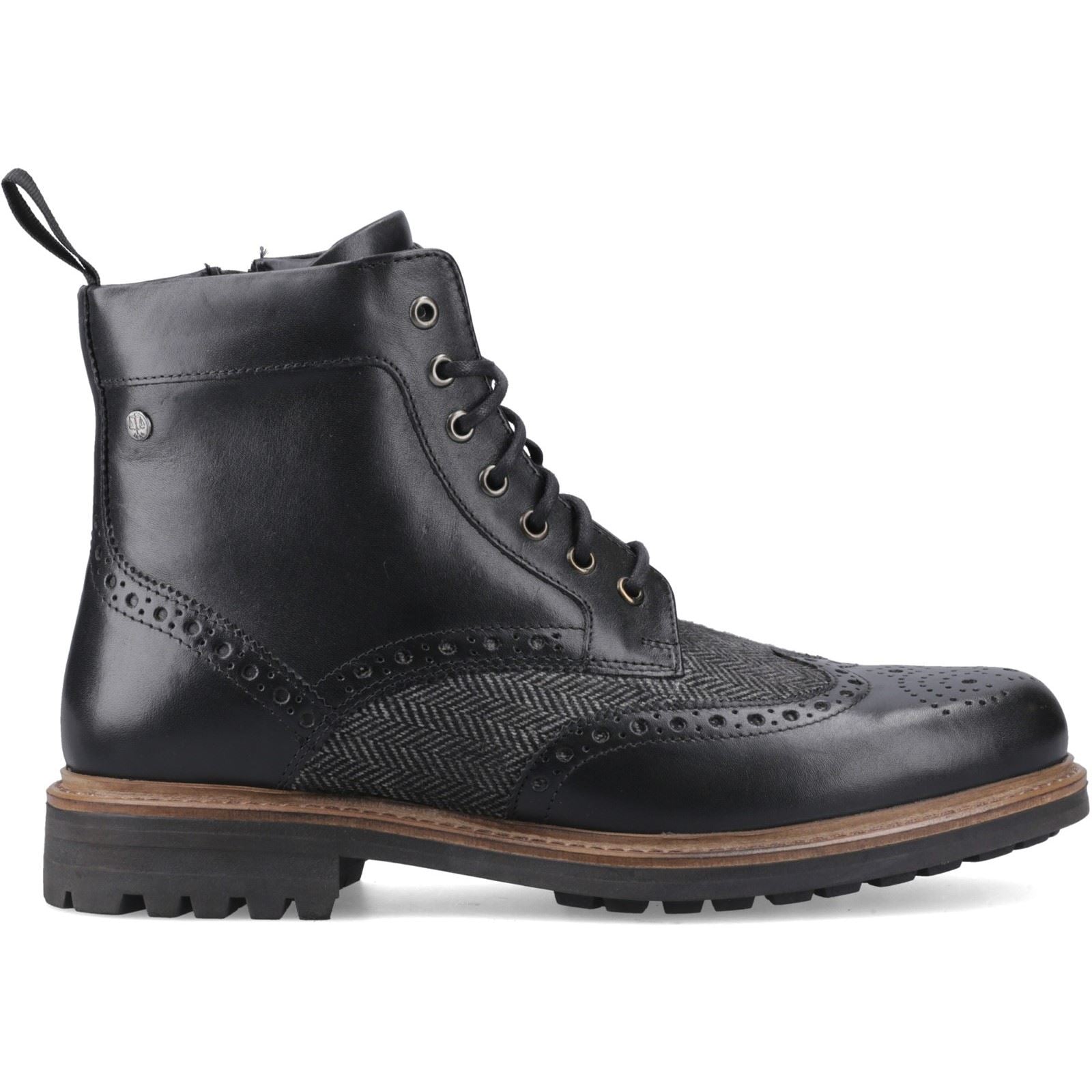Hunter Loch Brogue Ankle Boot Leather Men's Black Ankle Boots