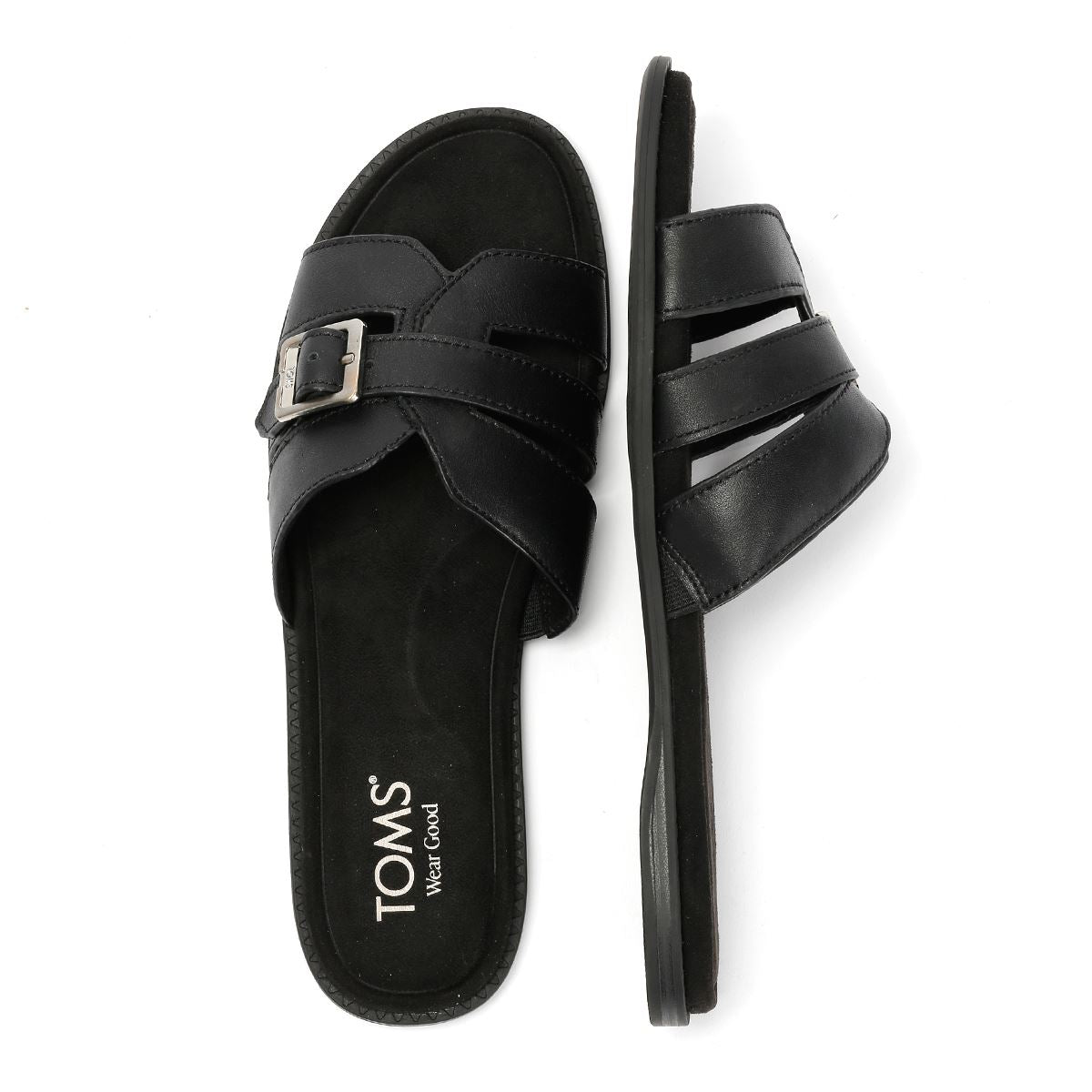 TOMS Sol Mule Leather Women's Black Sandals