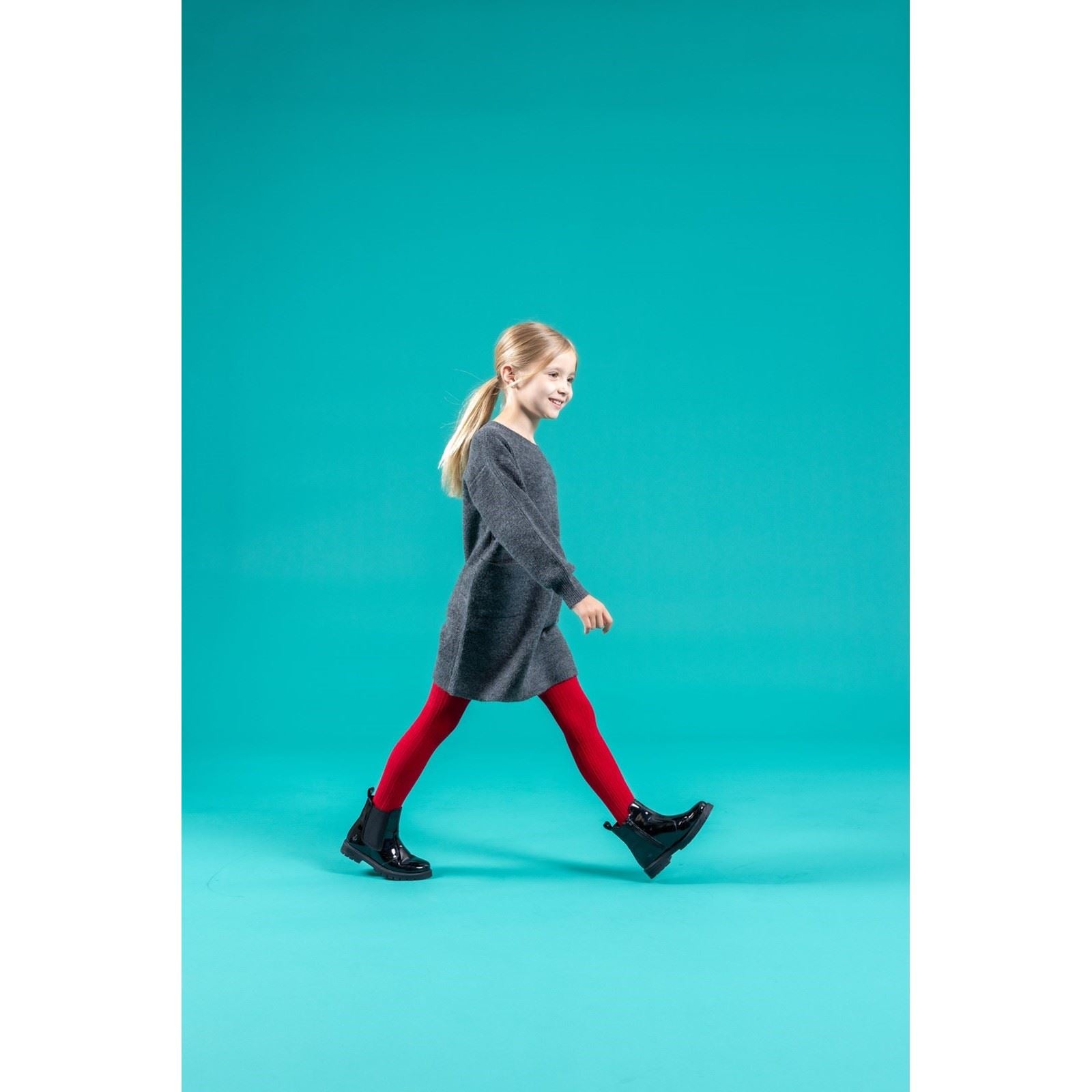 Hush Puppies Laura Patent JNR Leather Girls's Black Boots