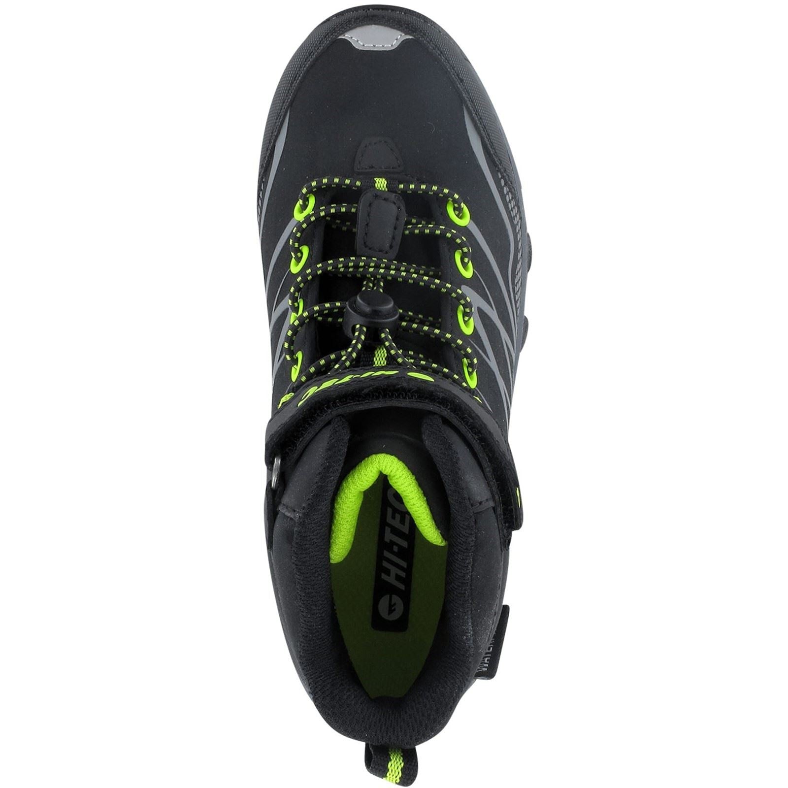 Hi-Tec Blackout Mid Polyester Boy's Black/Lime Hiking Boots