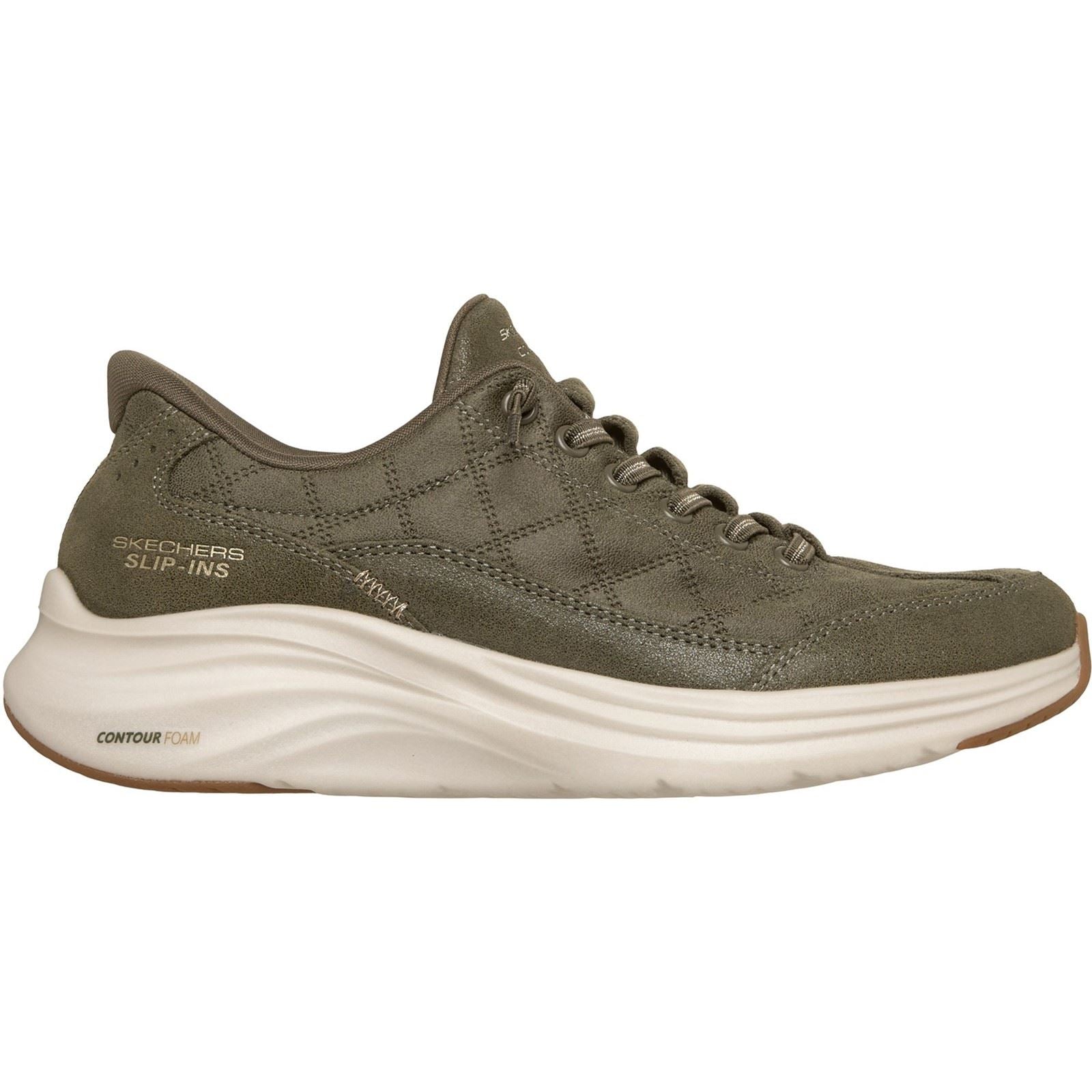 Skechers Contour Foam - Cozy Fit Ease Leather/Polyester Women's Olive Trainers