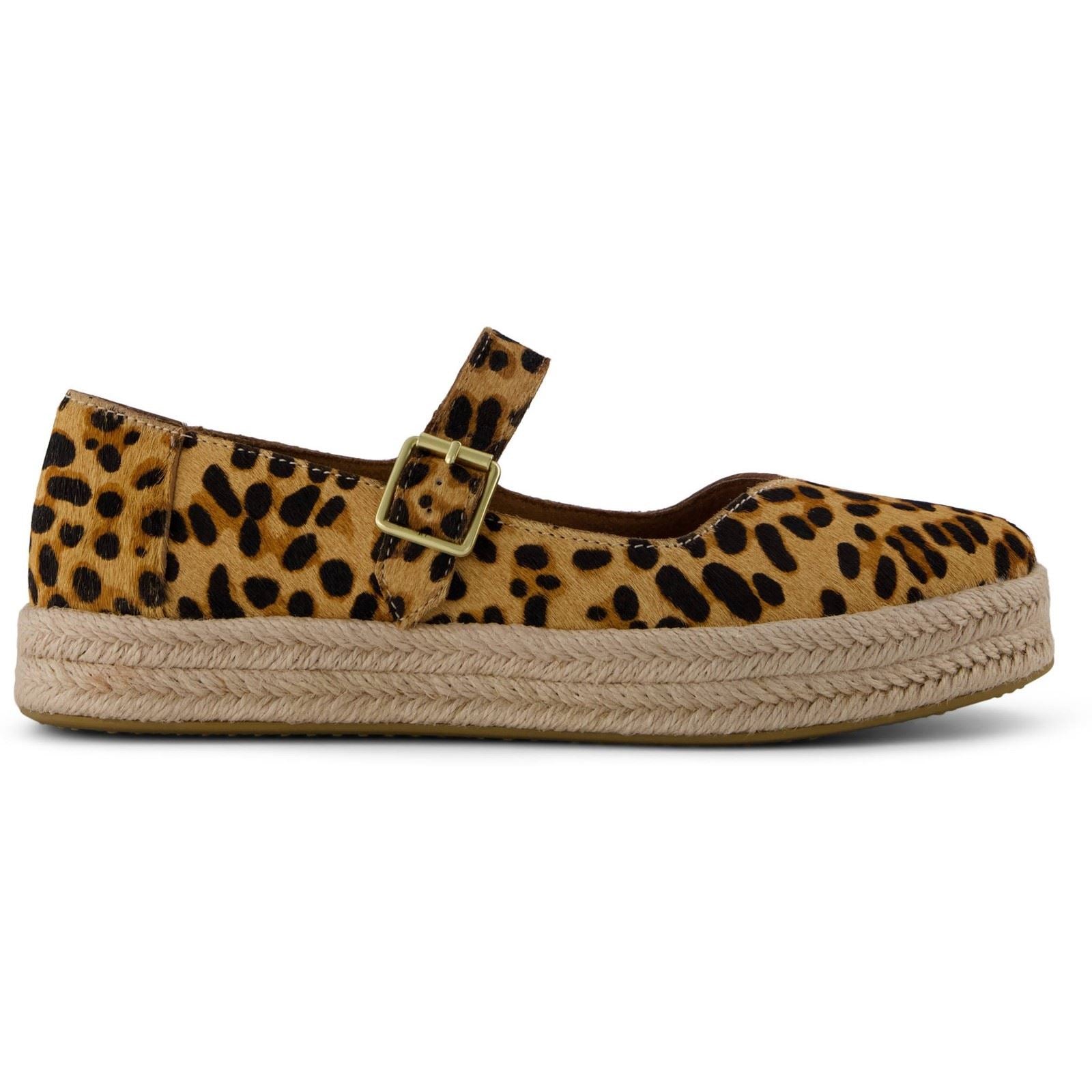 TOMS Carolina Mary Jane Leather Women's Leopard Print Espadrilles