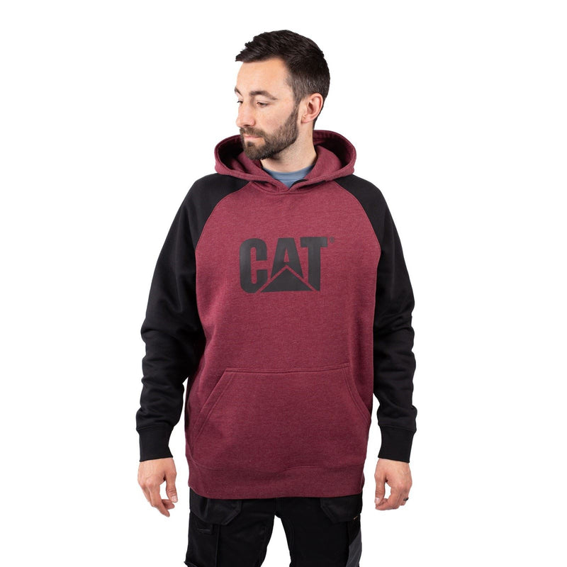 Caterpillar Raglan Cotton Men's Red Hooded Sweatshirt