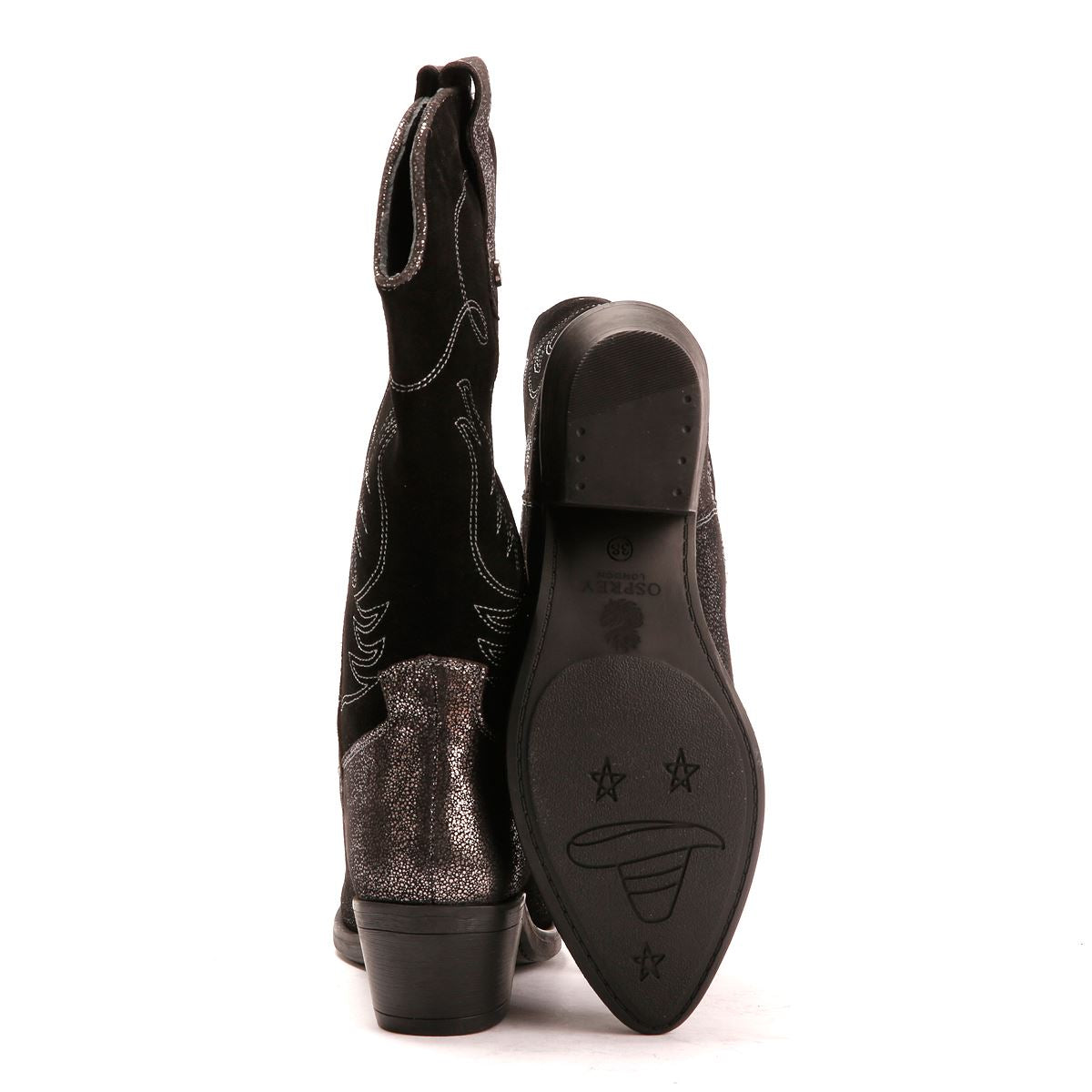 Osprey London The Louisiana Leather Women's Black/Gunmetal Boots