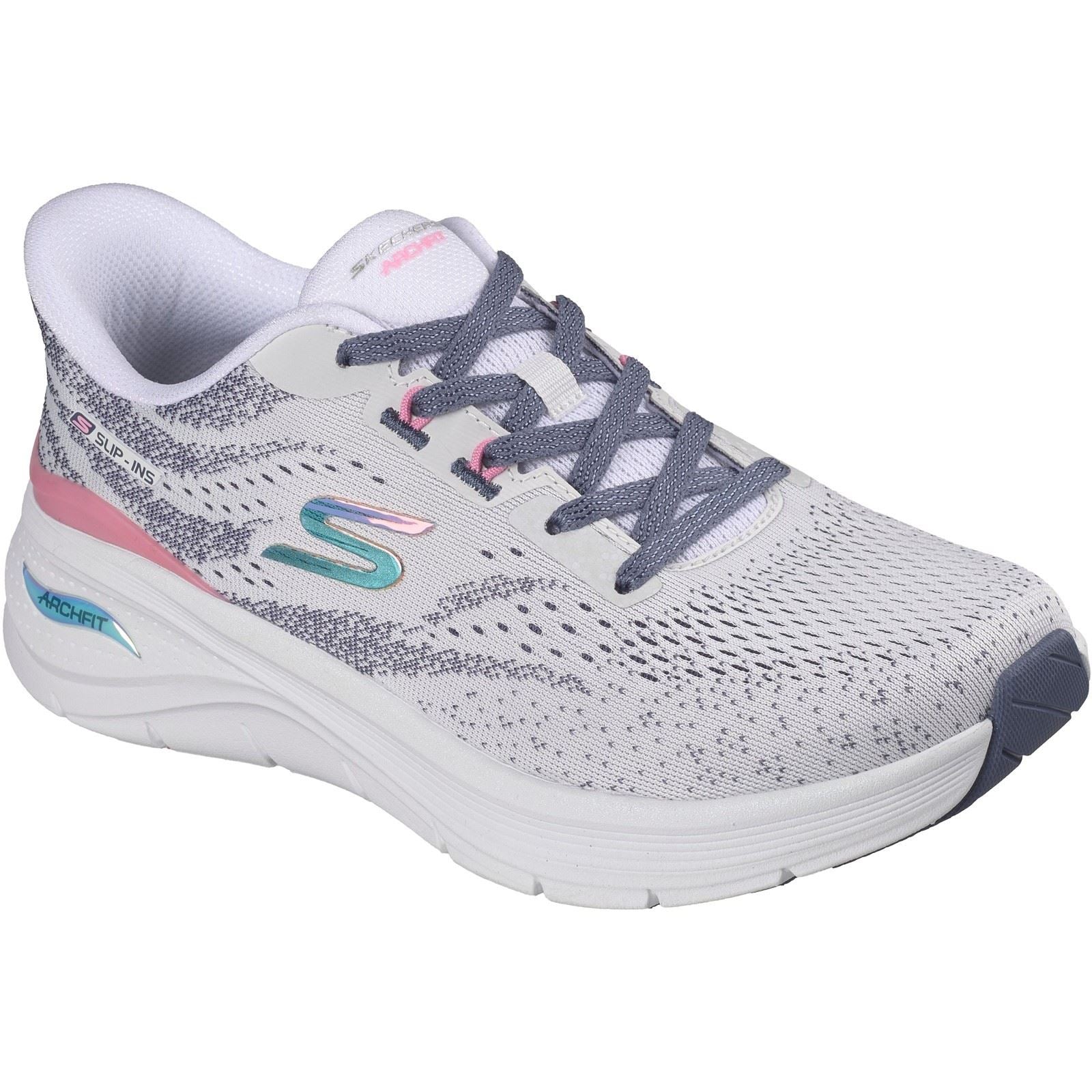 Skechers Arch Fit 3.0 Textile Women's White Mesh/Multi Trim Trainers