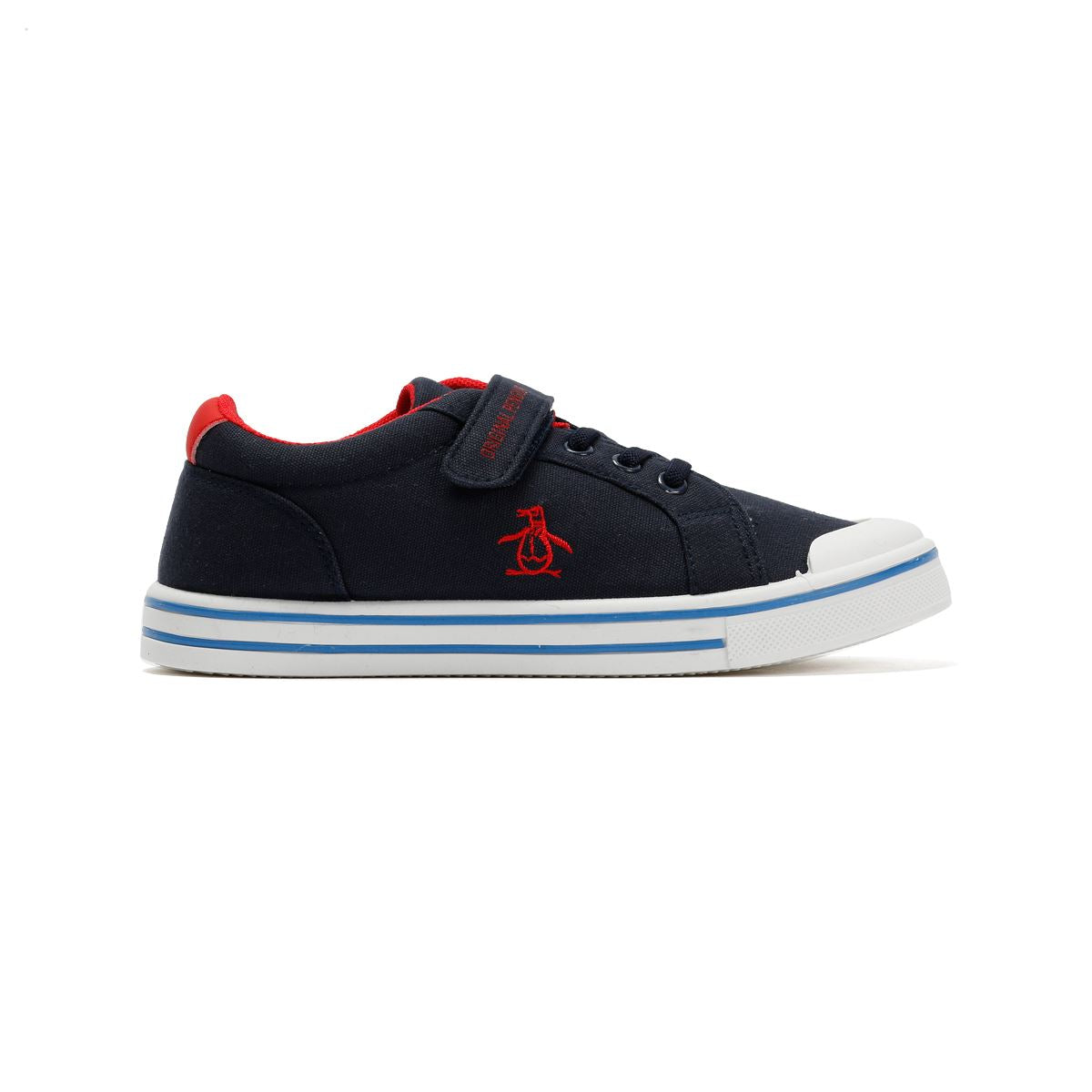 Penguin Junior Rainbow Canvas Navy/Red Trainers