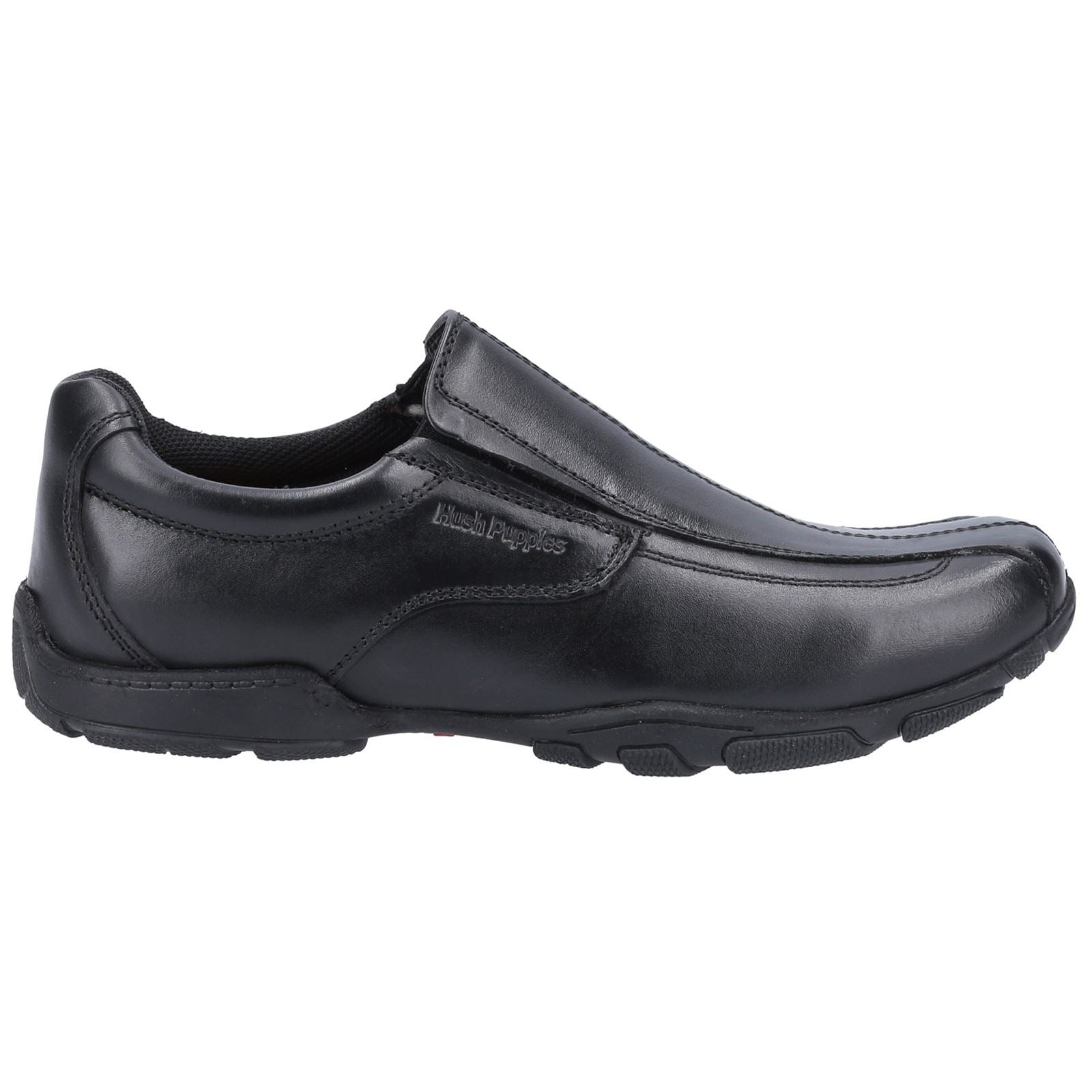 Hush Puppies Elijah Youth Boys Black Leather Loafers