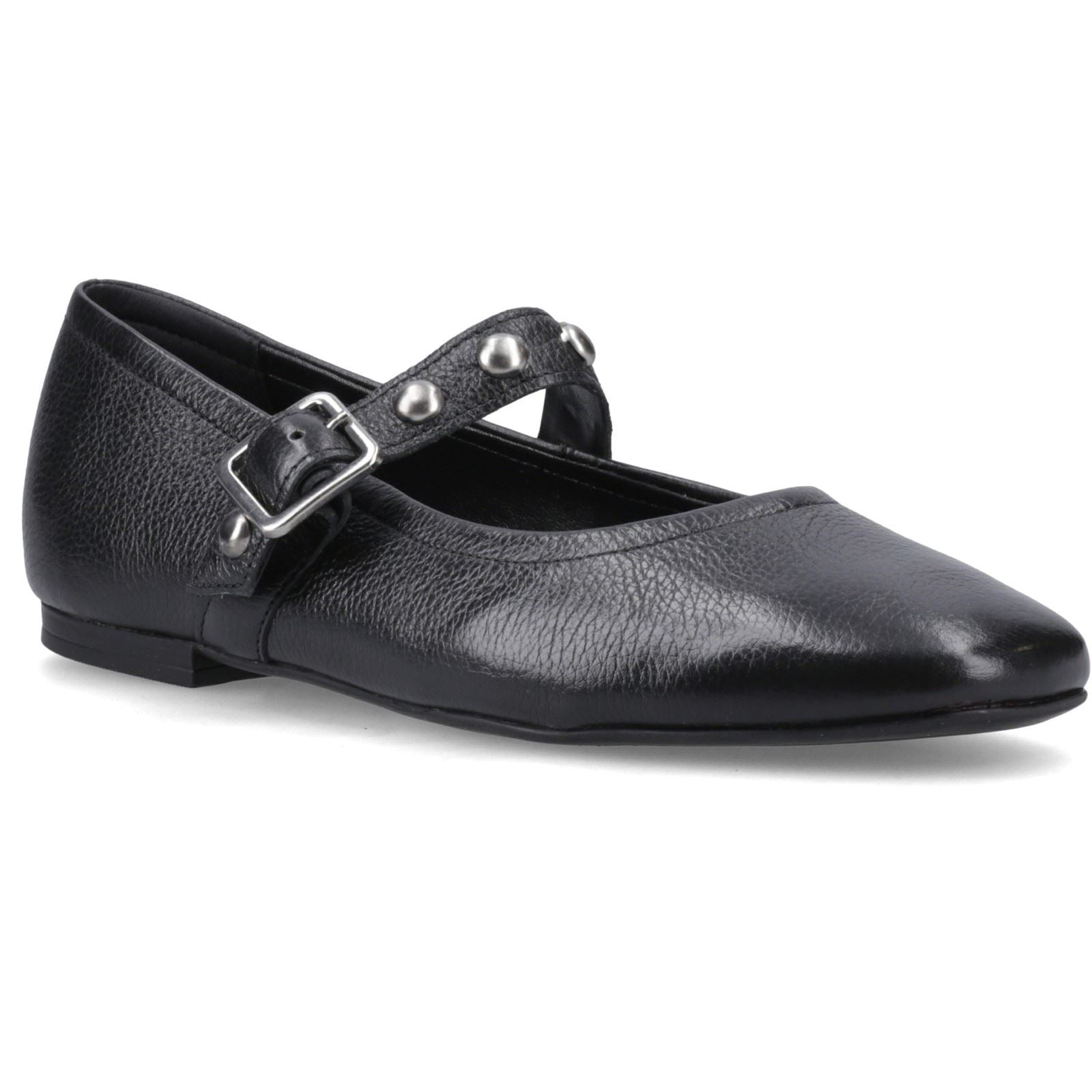 Hush Puppies Charlene Stud Ballerina Leather Women's Black Flats