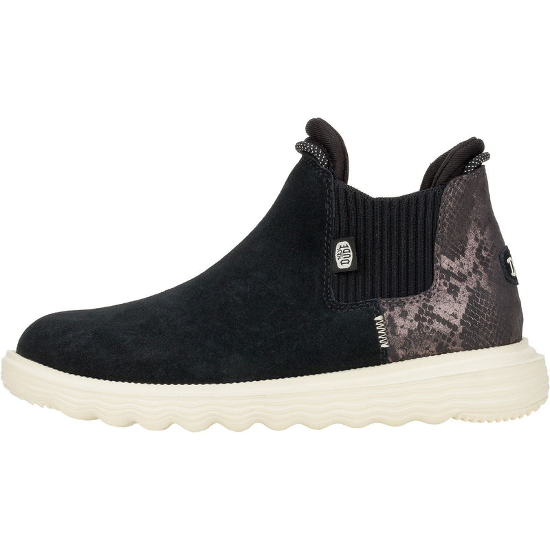 HEYDUDE Branson Novelty Leather Women's Black/Snake Boots