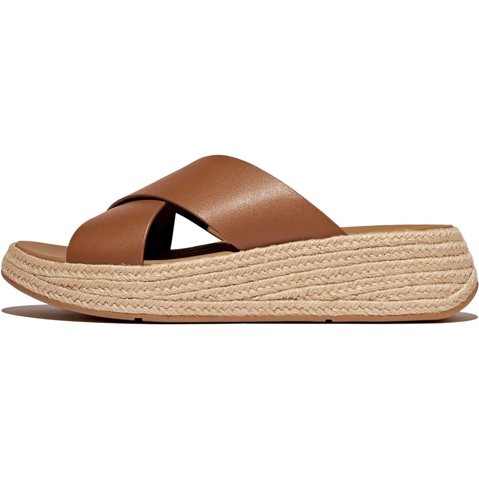 Fitflop F-Mode Cross Slide Leather Women's Deep Tan Sandals