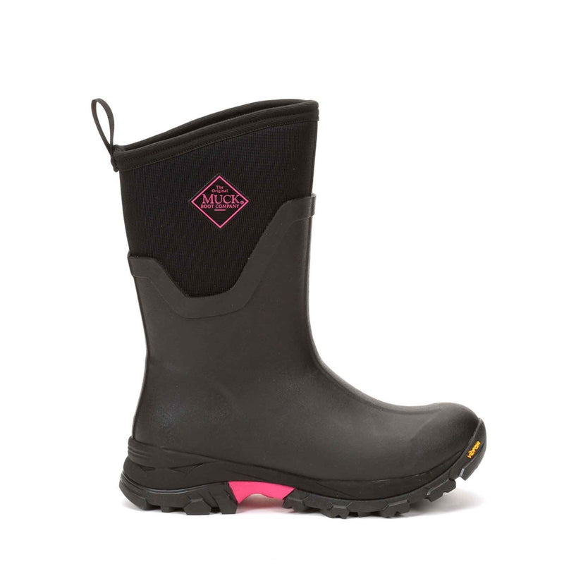 Muck Boots Arctic Ice Mid AGAT Rubber Black/Hot Pink Wellington Boots