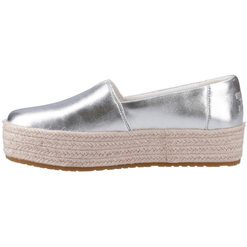 TOMS Valencia Leather Women's Silver Espadrilles