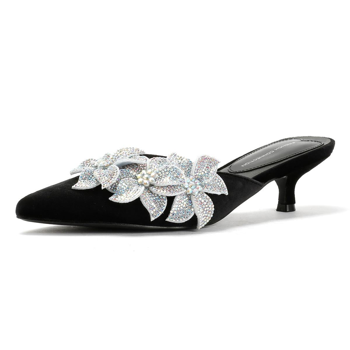 French Connection Victoria Velvet Kitten Heel Women's Black Mules