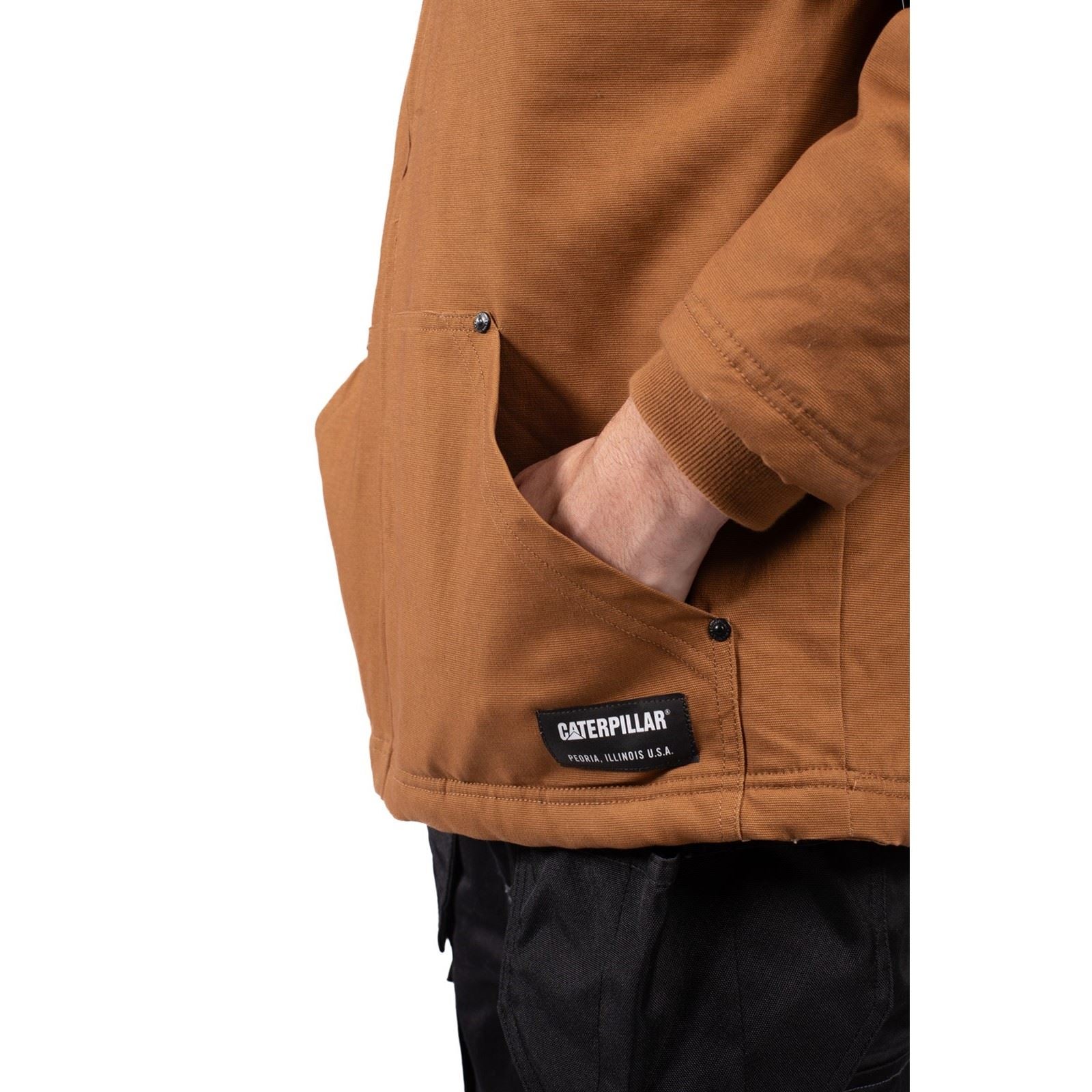 Caterpillar Hooded Sherpa Lined Men's Bronze Fleece Jacket