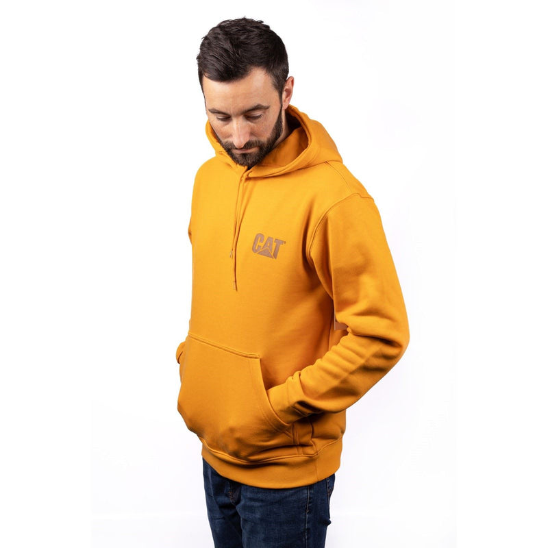 Caterpillar Trademark Banner Cotton Men's Yellow Hooded Sweatshirt