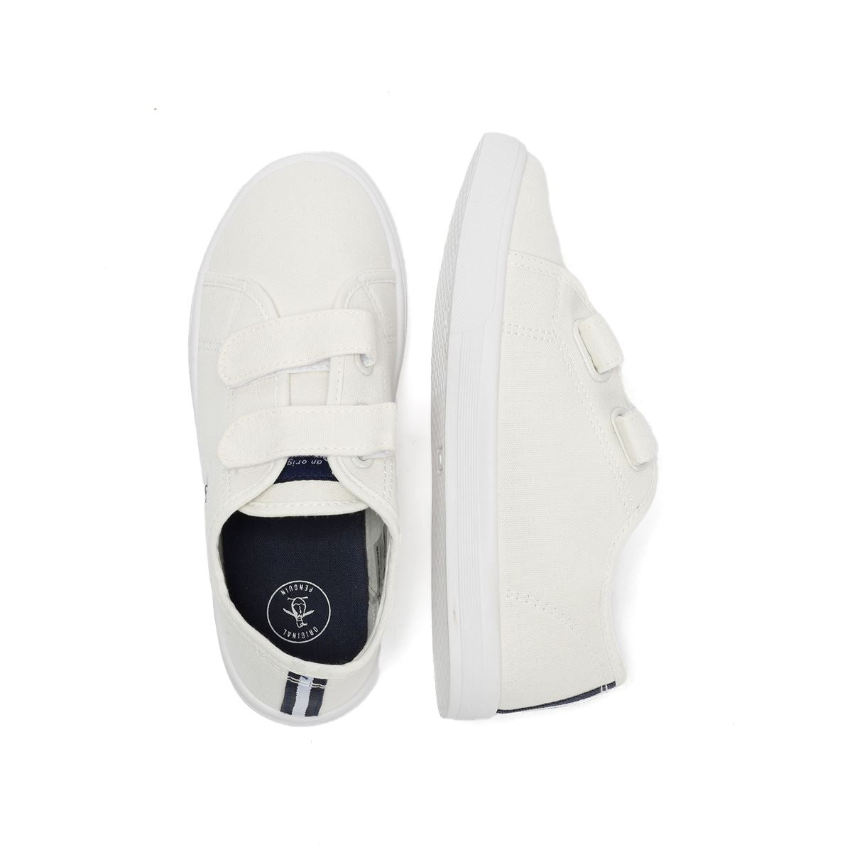 Penguin Junior Sparton Velcro White/Navy Trainers