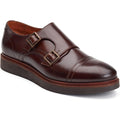 Base London Knight Leather Men's Burnt Brown Double Monk Shoes