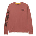 Caterpillar Trademark Banner Long Sleeve Cotton Men's Red T-Shirt