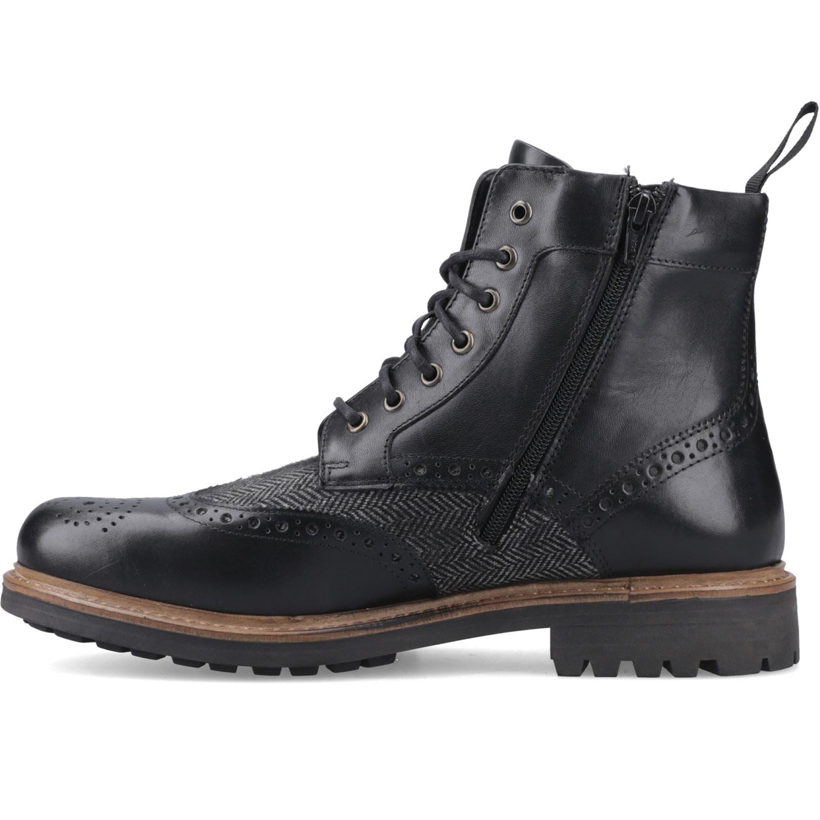 Hunter Loch Brogue Ankle Boot Leather Men's Black Ankle Boots