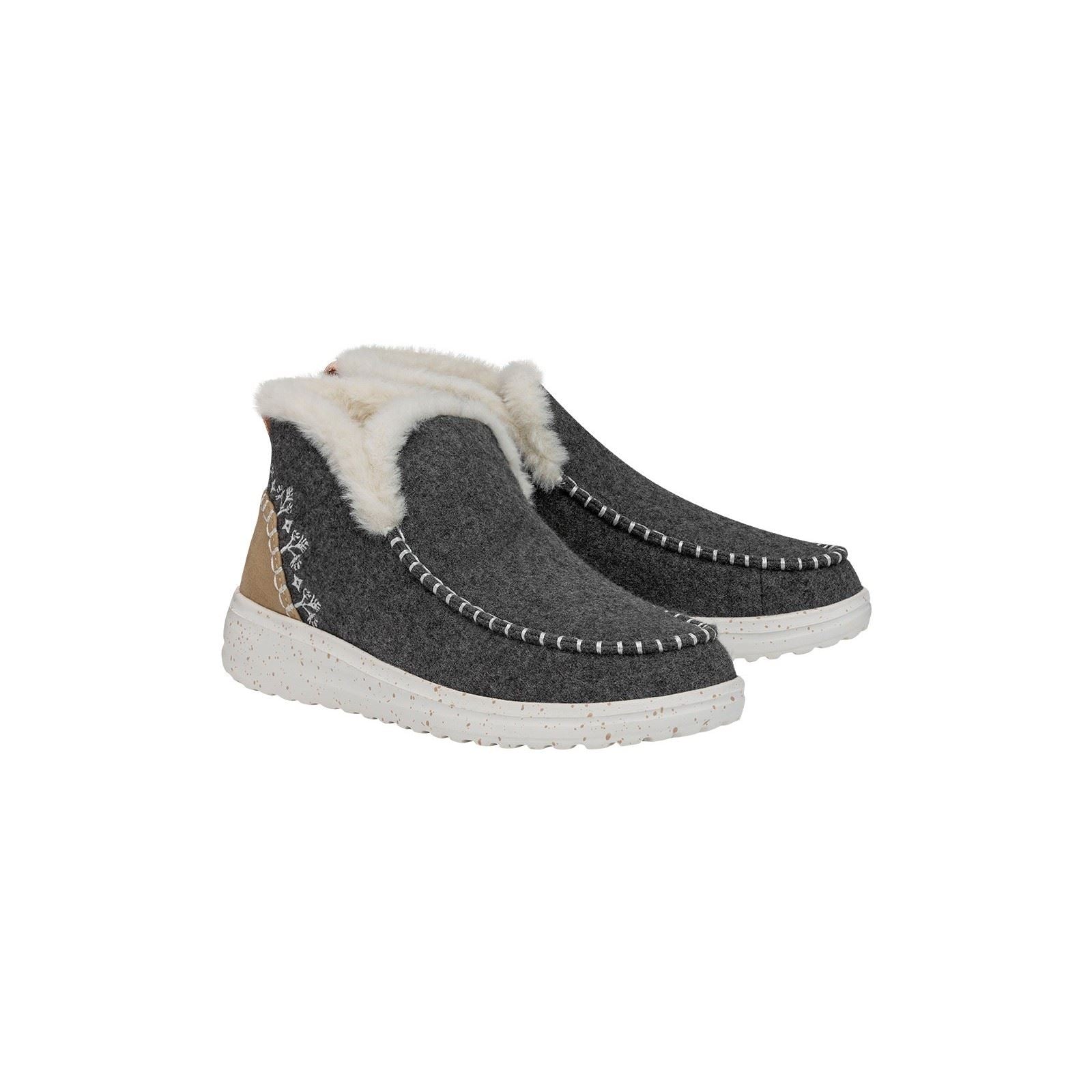 HEYDUDE Denny Wool Faux Shearling Synthetic Women's Grey Boots