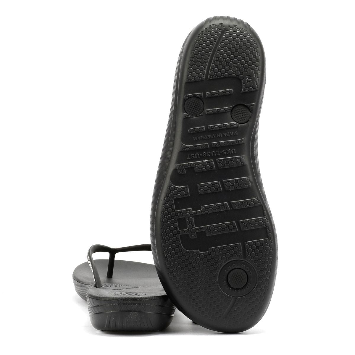 FitFlop Iqushion Sparkle Rubber Women's Black Flip Flops