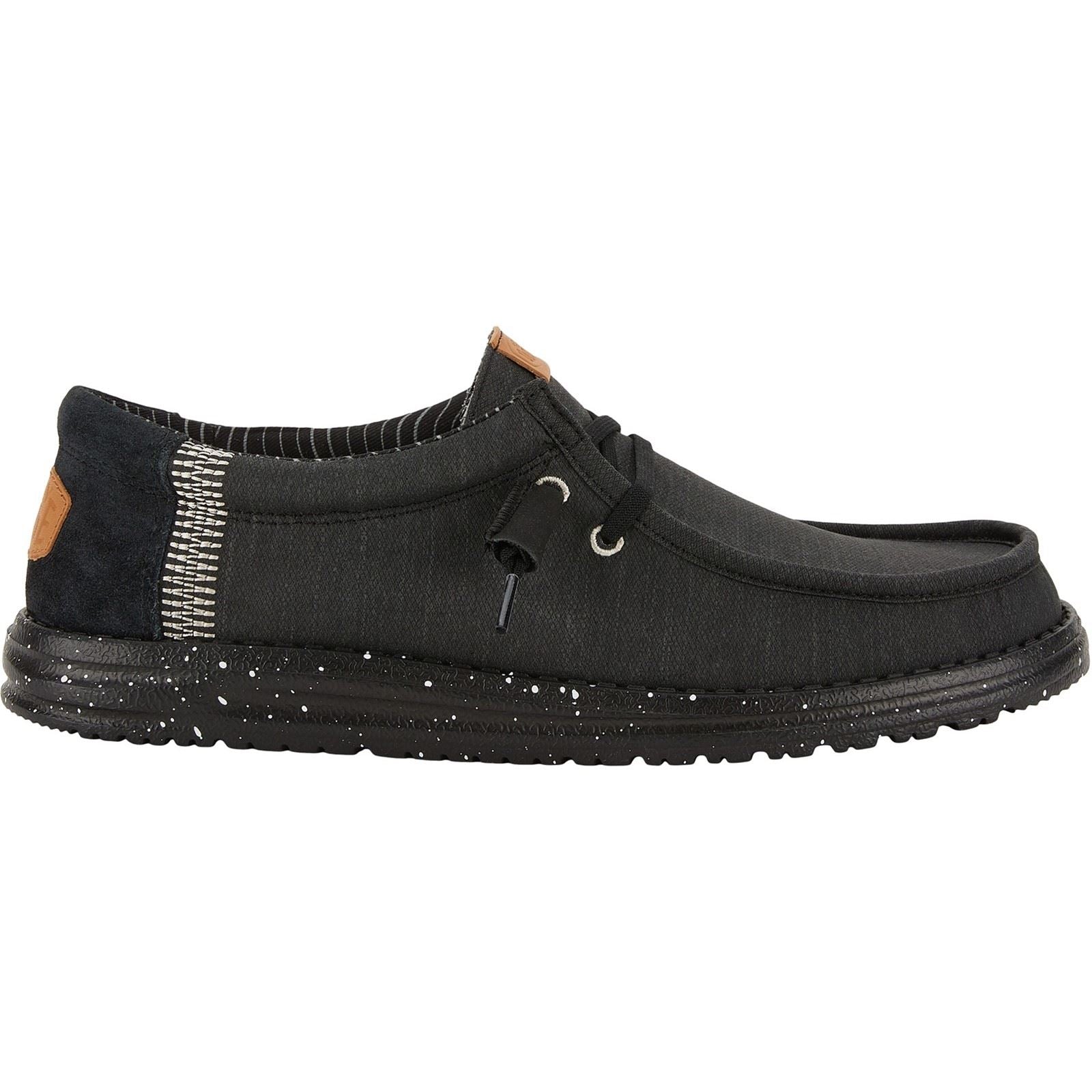 HEYDUDE Wally Elevated Basics Canvas Men's Black Boat Shoes
