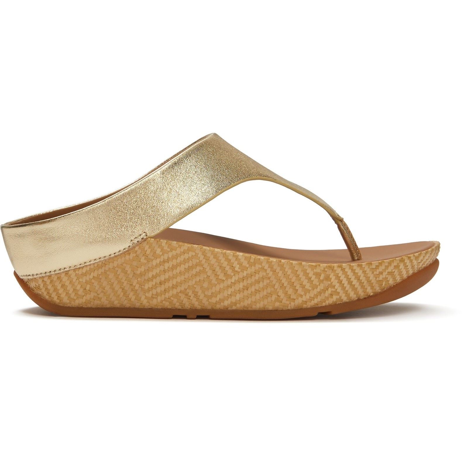 Fitflop Lulu Lux Graphic-Weave Toe-Post Leather Women's Platino Sandals
