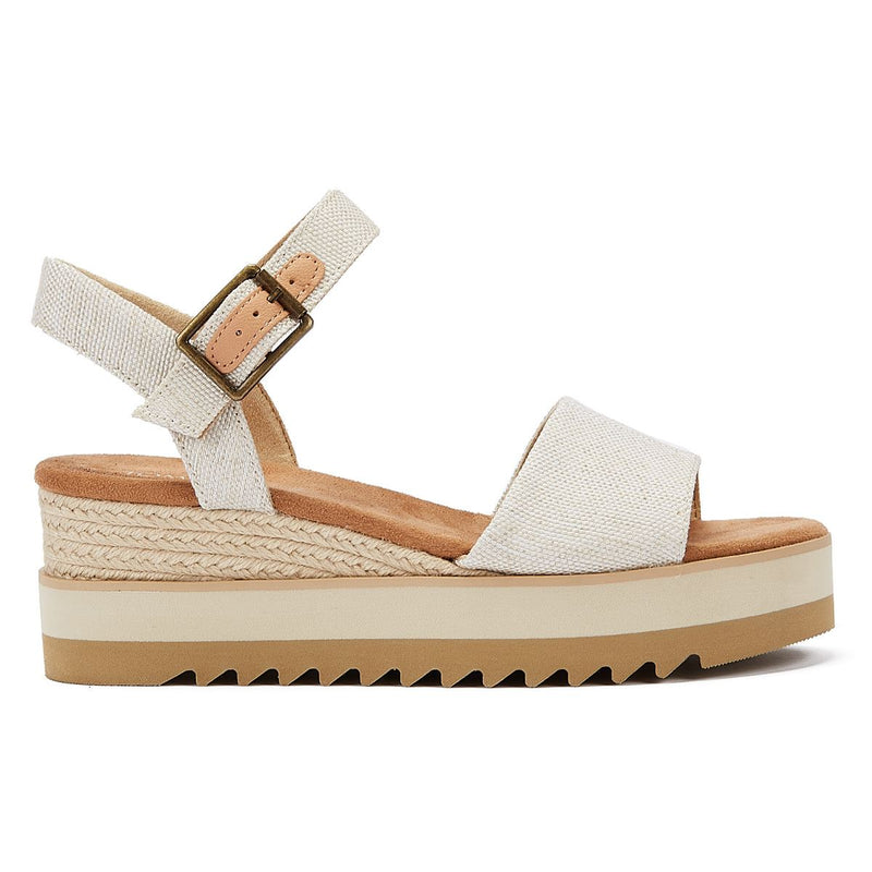 TOMS Diana Canvas Wedge Natural Women's White Sandal