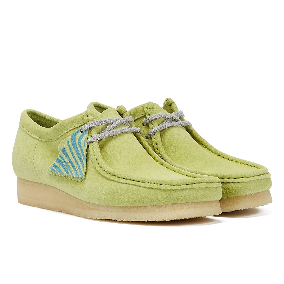 Clarks Originals Wallabee Pale Lime Suede Men's Lime Lace-Up Shoes