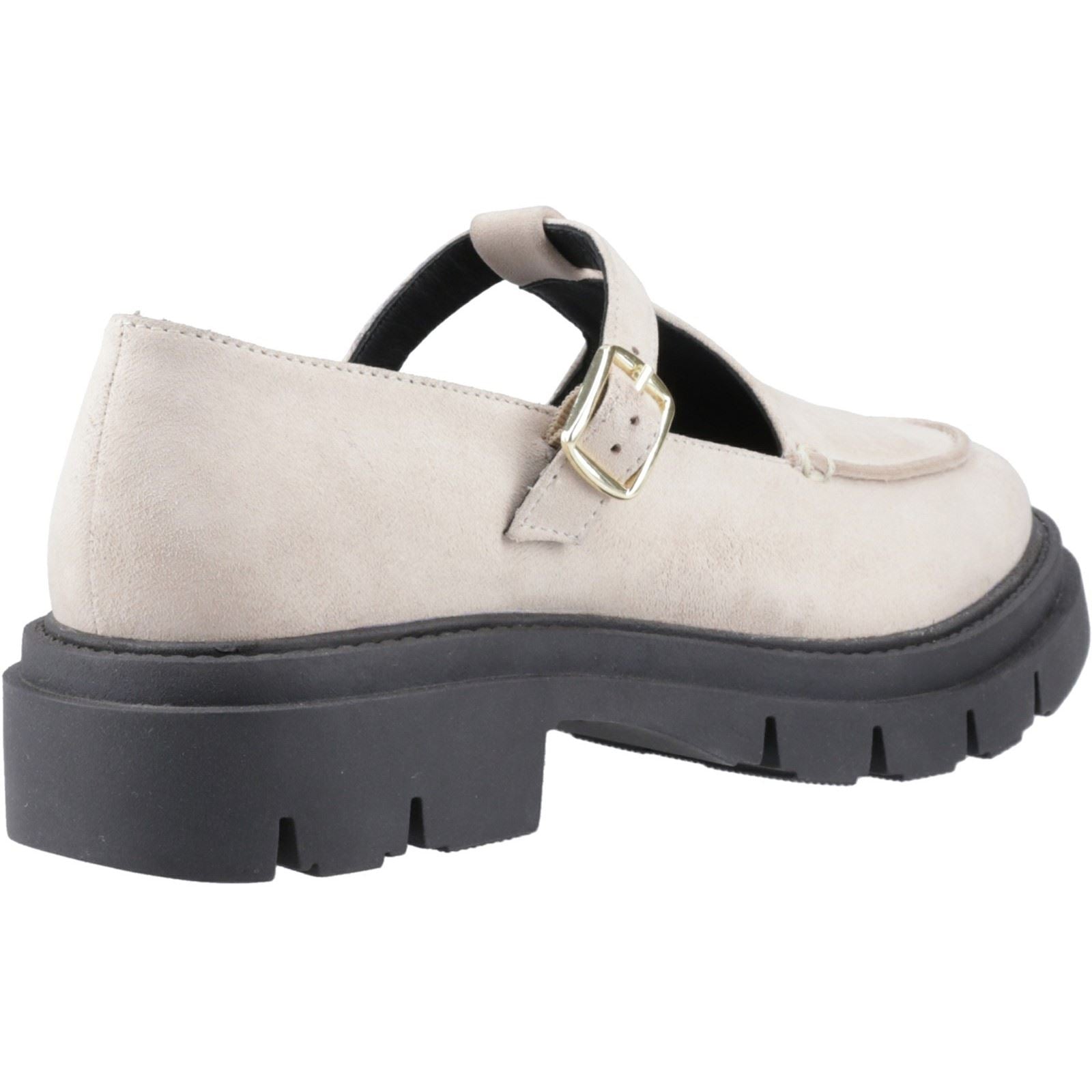 Hush Puppies Nella T-Bar Suede Women's Cream Shoes