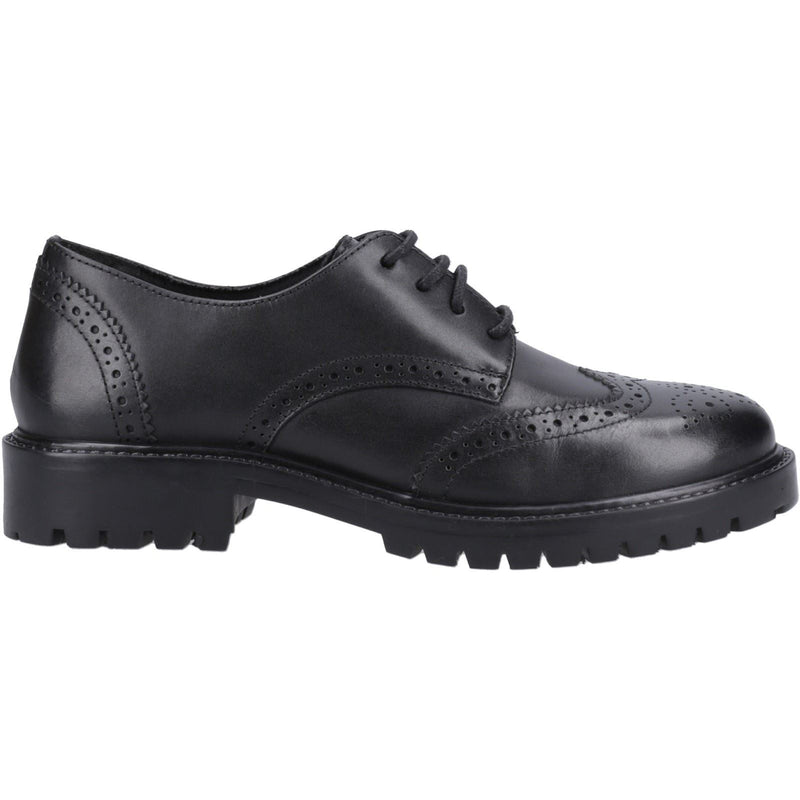 Hush Puppies Athena Senior Leather Girls's Black Brogues
