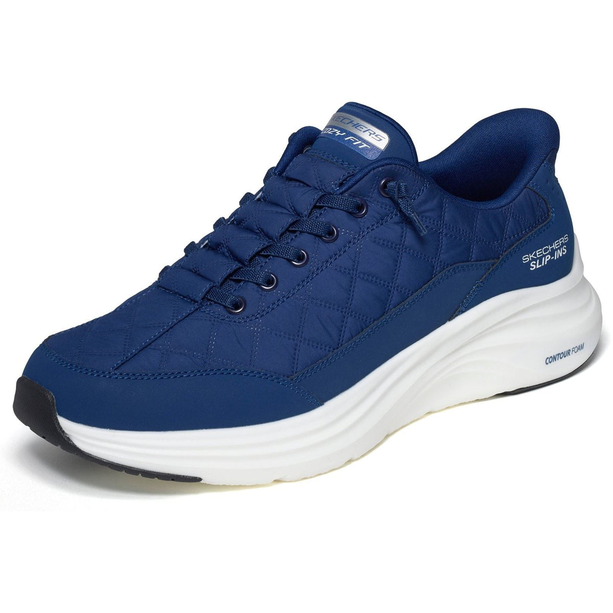 Skechers Contour Foam Cozy Fit Textile Men's Blue Cozypoly/White Trim Trainers