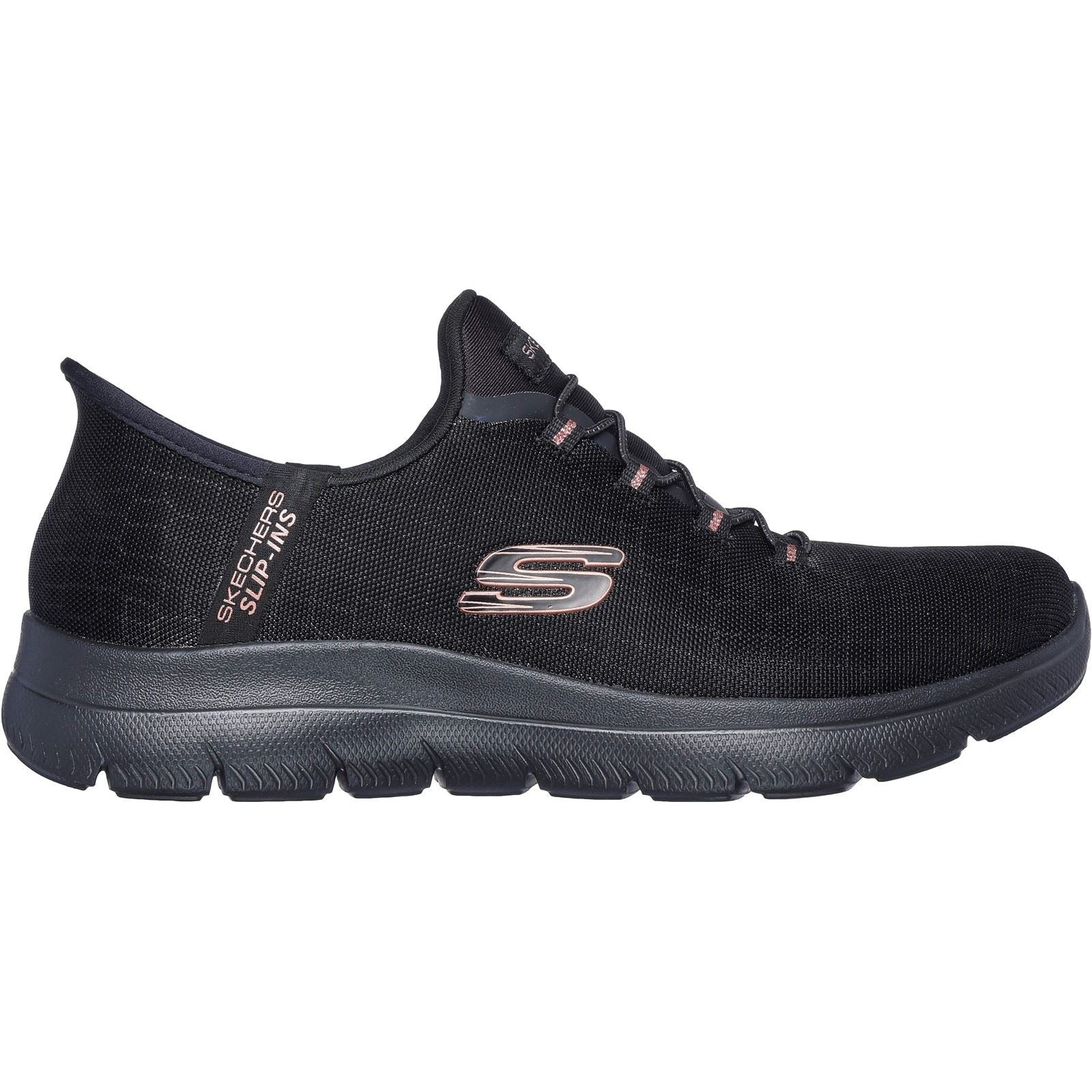 Skechers Summits Classy Night Textile Women's Black/Rose Gold Trainers
