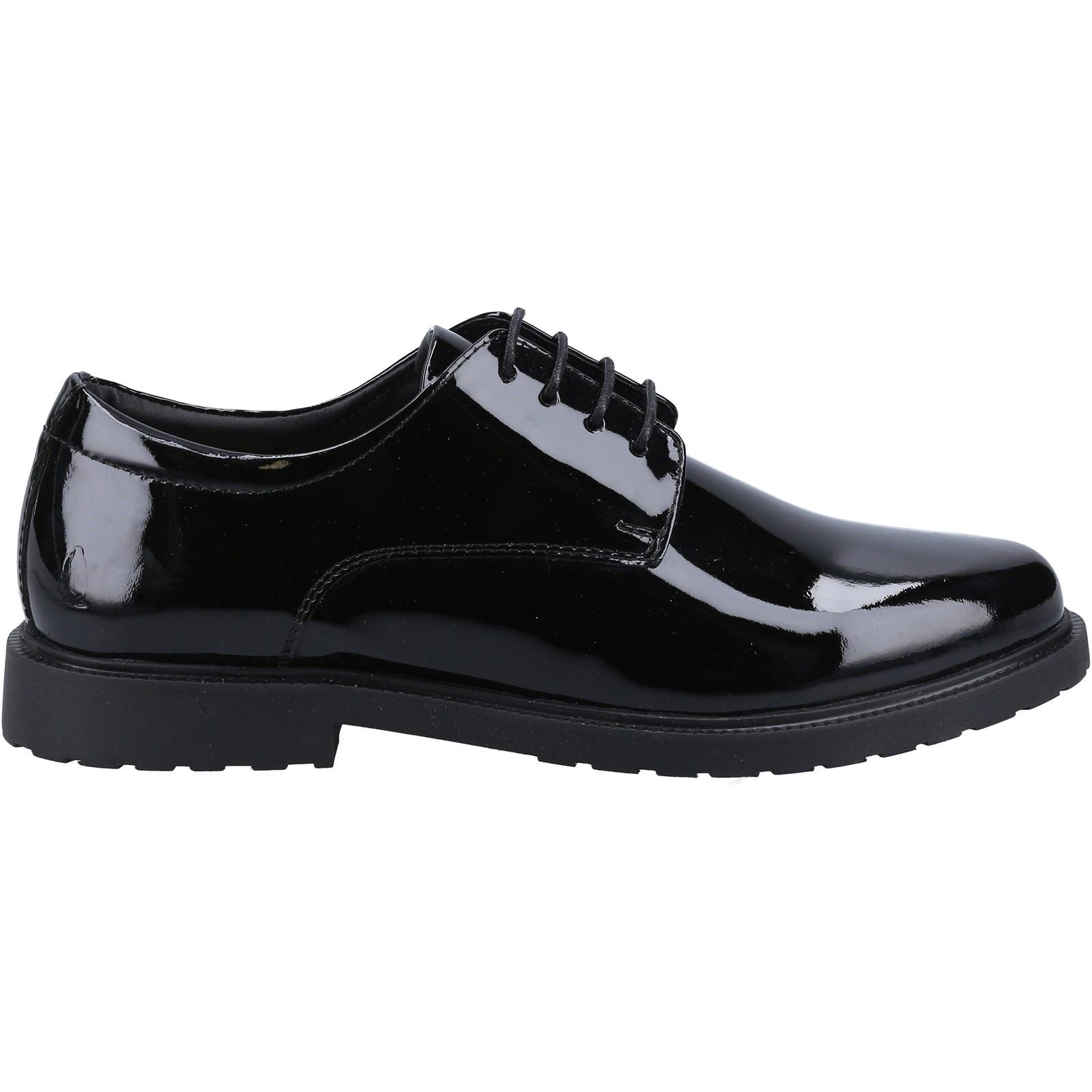 Hush Puppies Verity Slip On Leather Women's Patent Black Brogues Shoes