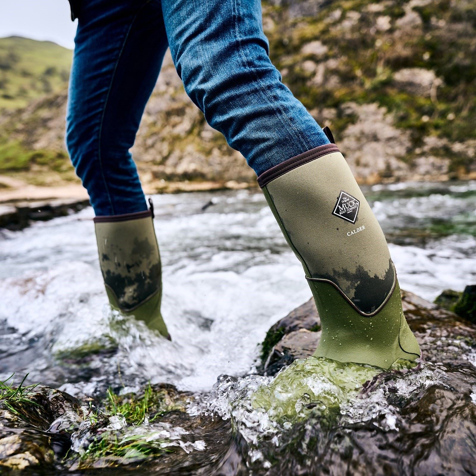 Muck Boots Calder Rubber Olive Wellington Boots