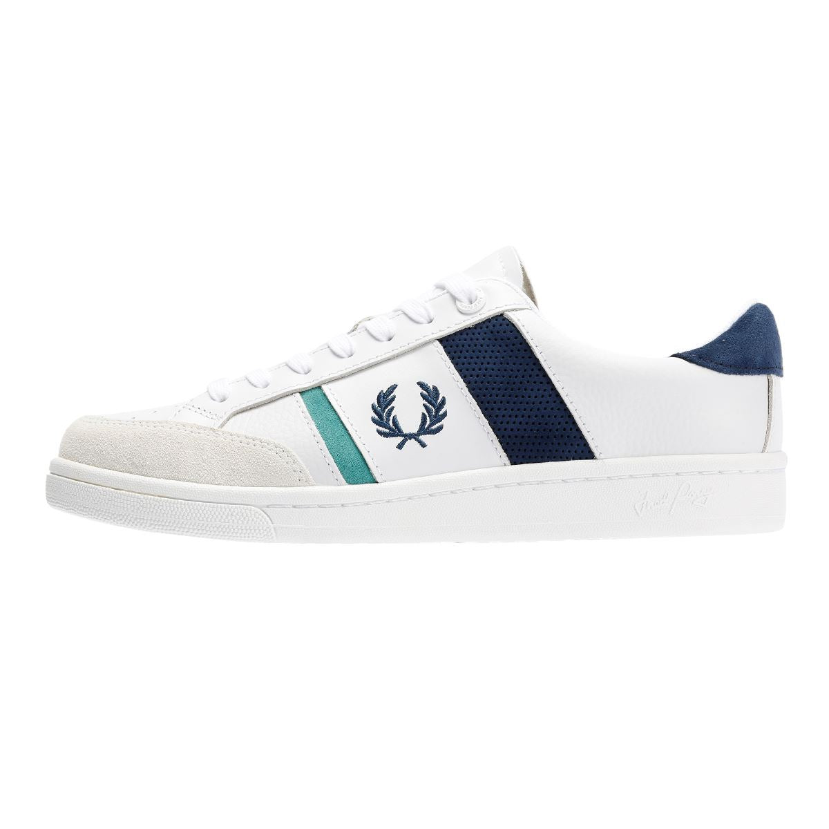 Fred Perry B725 Leather Suede Men's White/Navy/Mint Trainers