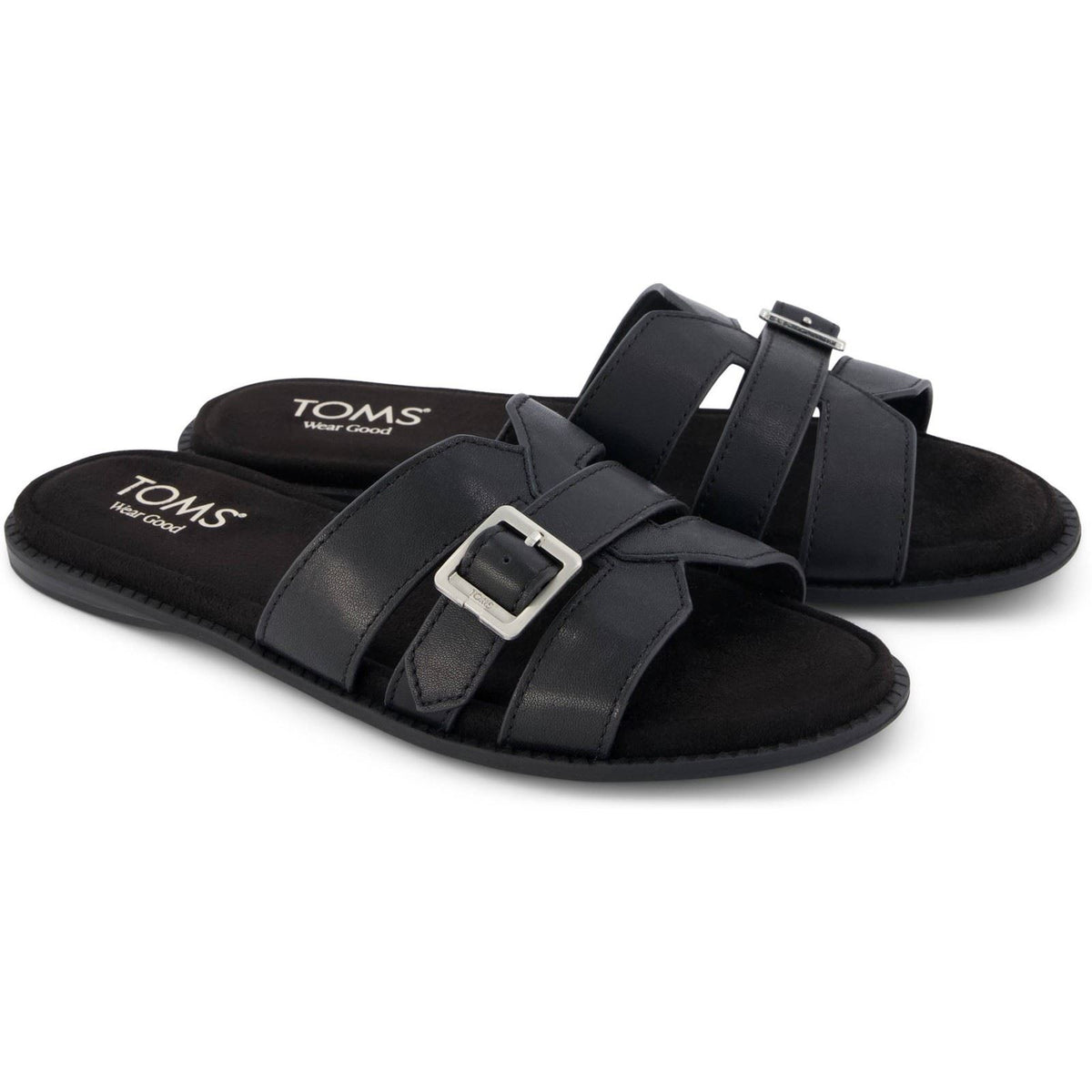 TOMS Sol Leather Women's Black Sandals