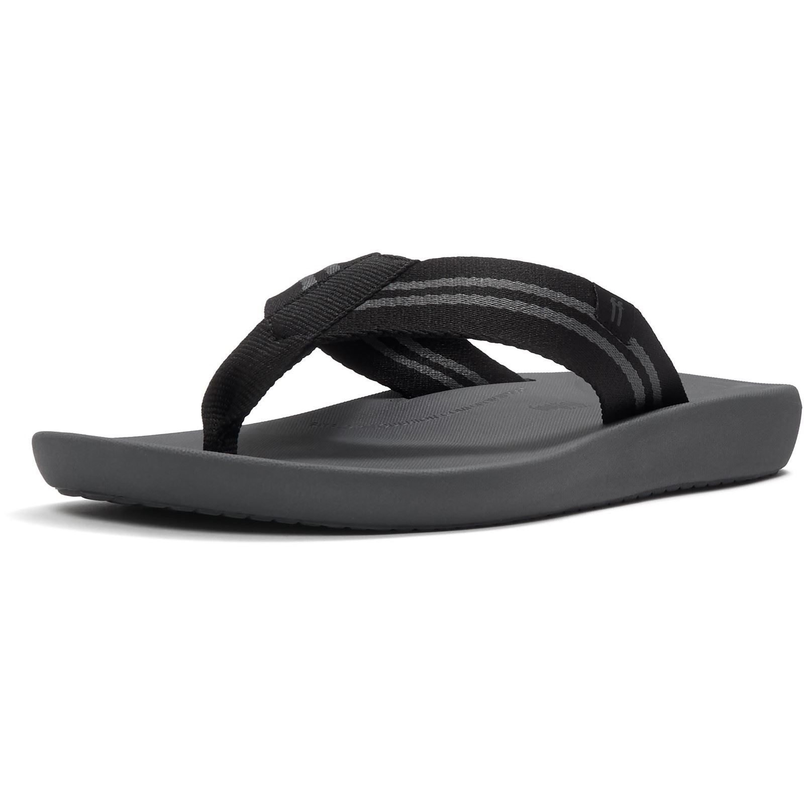 Fitflop iQushion Polyester Men's Black/Charcoal Flip Flops