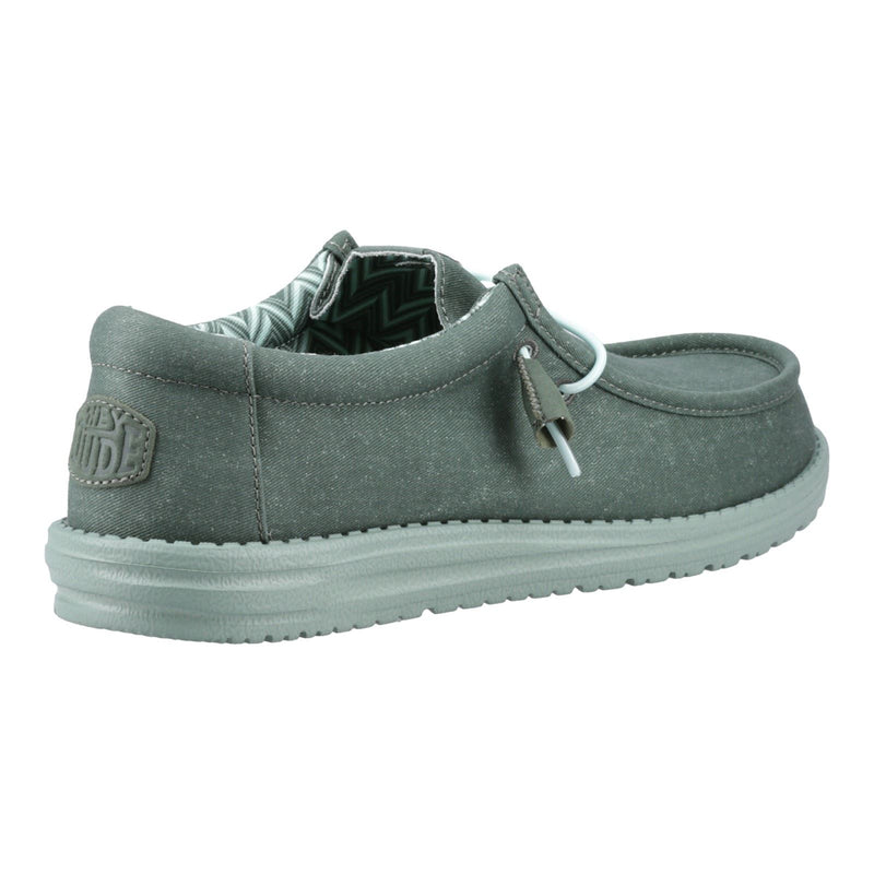 HEYDUDE Wally Canvas 100% Cotton Men's Duck Green/Iceberg Green Moccasins Shoes