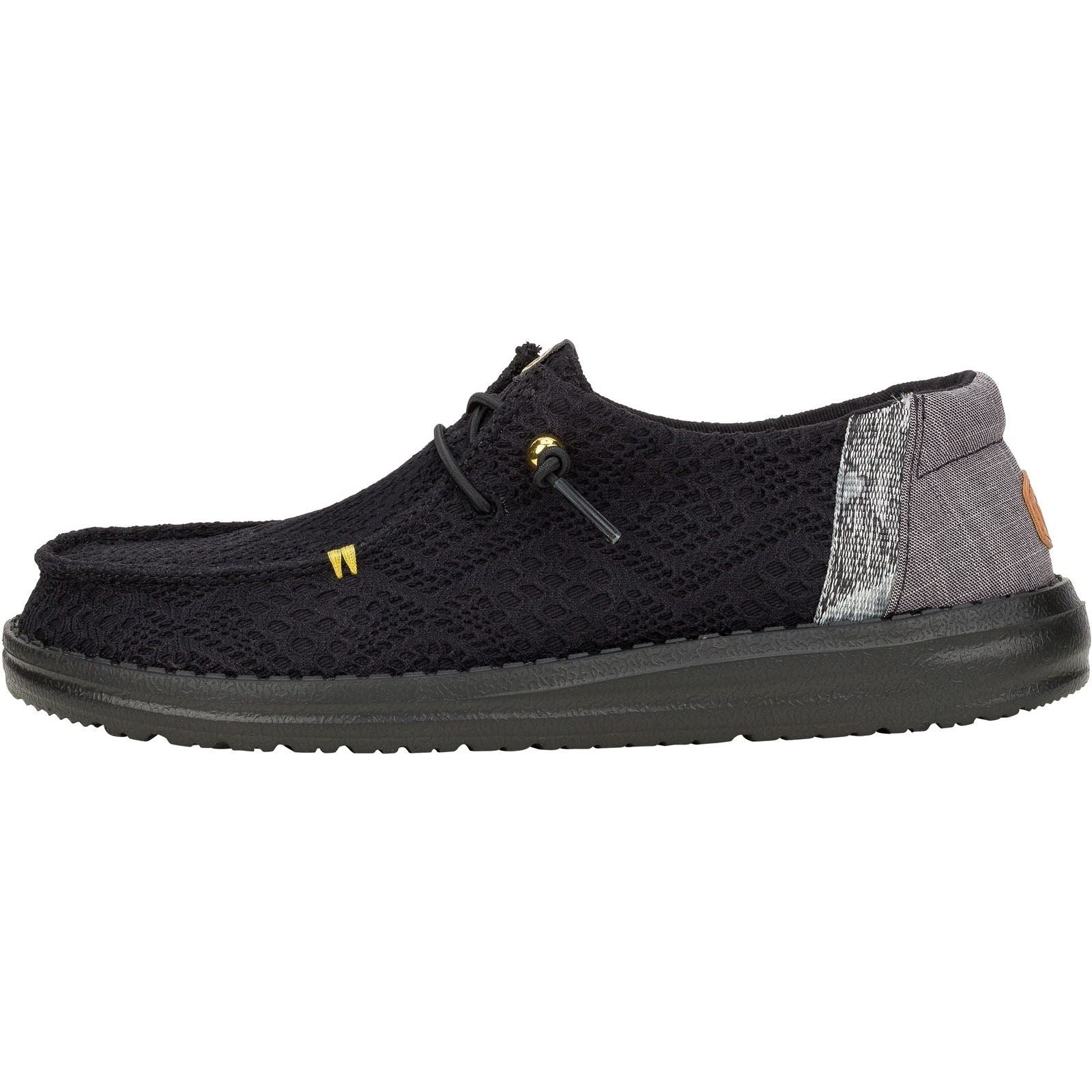 HEYDUDE Wendy Boho Crochet Synthetic Women's Black Loafers