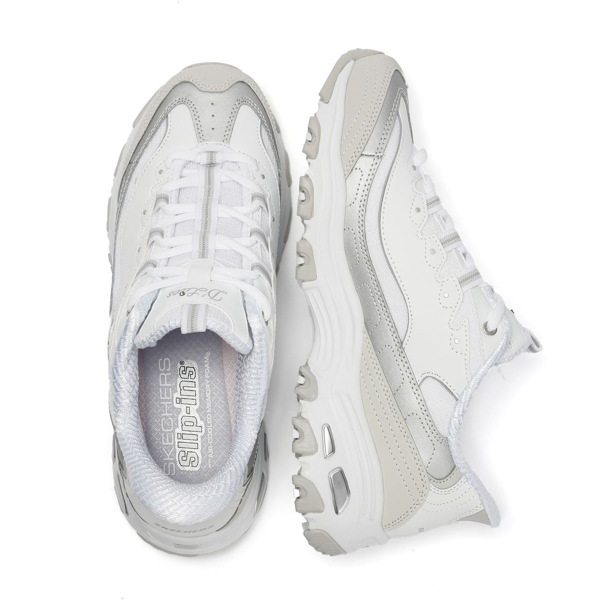 Skechers Slip-Ins D'Lites Smooth Women's Silver/White Trainers
