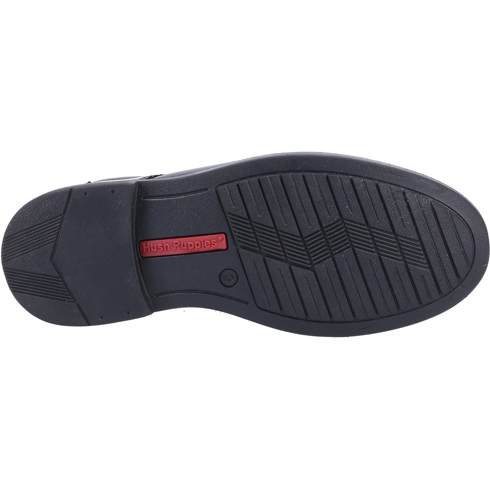 Hush Puppies Tim Junior Boys Black Leather Shoes