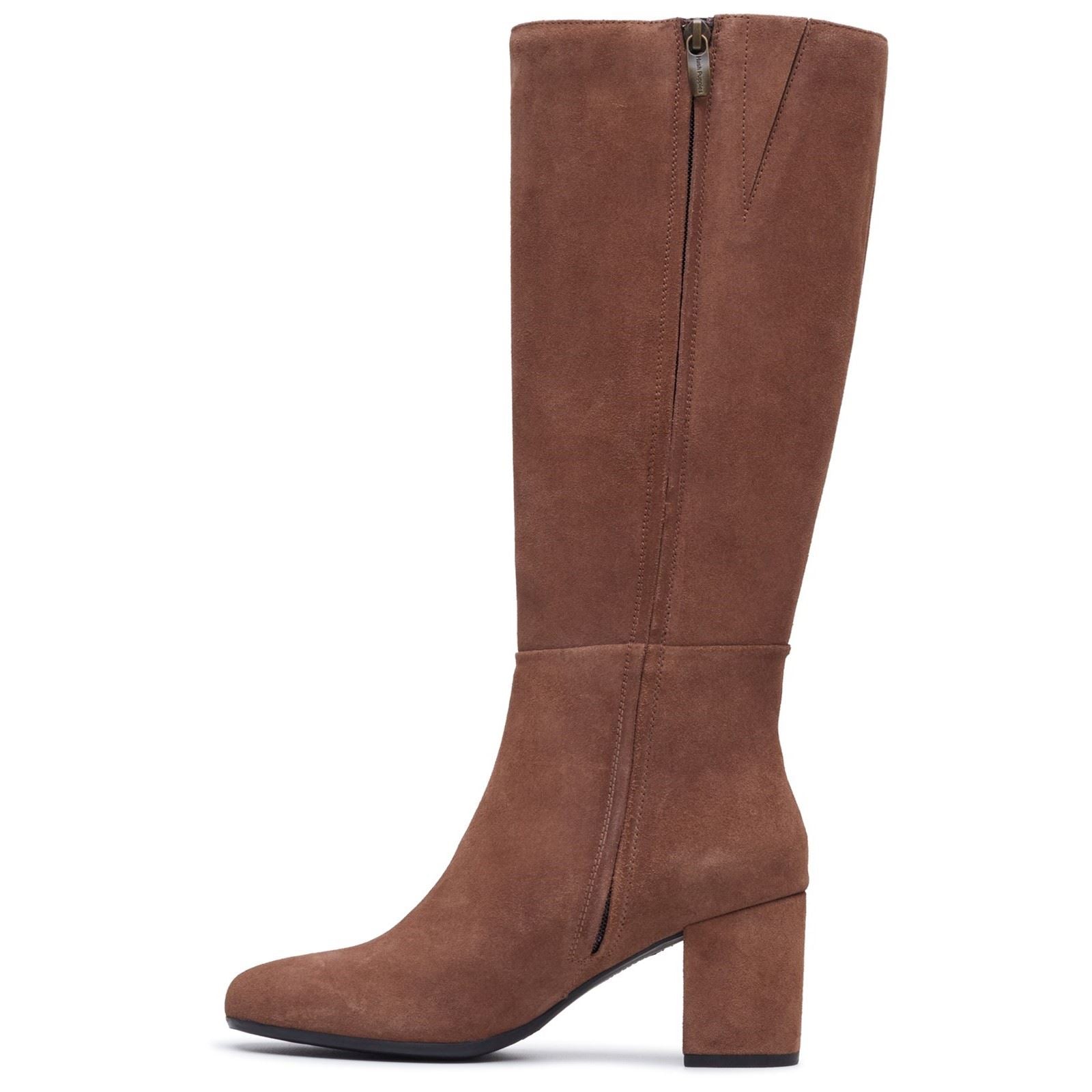 Hush Puppies Oprah Suede Long Leather Women's Mocha Heeled Knee High Boots