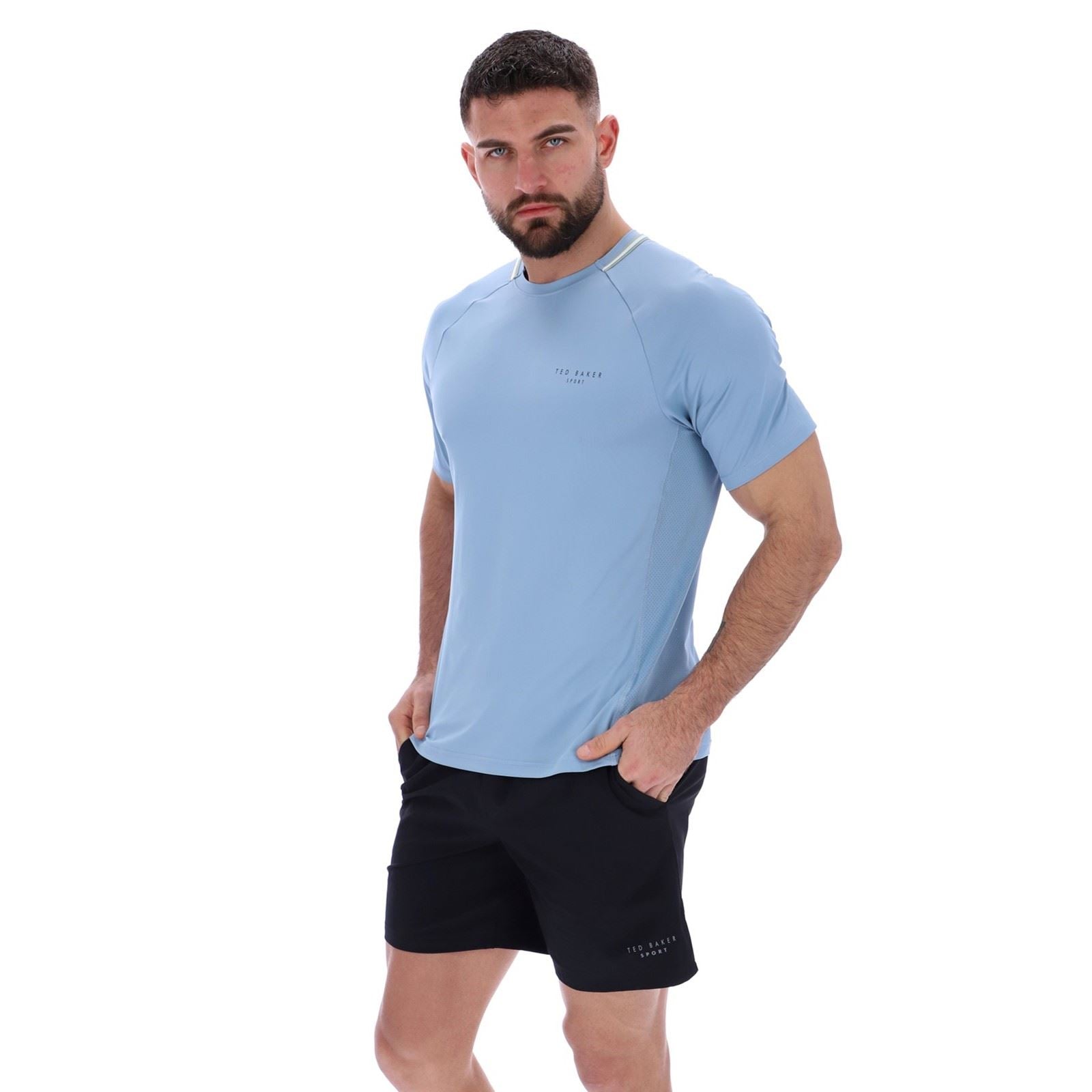 Ted Baker HARRISON TBMTA251 Polyester Men's Blue Activewear T-Shirts