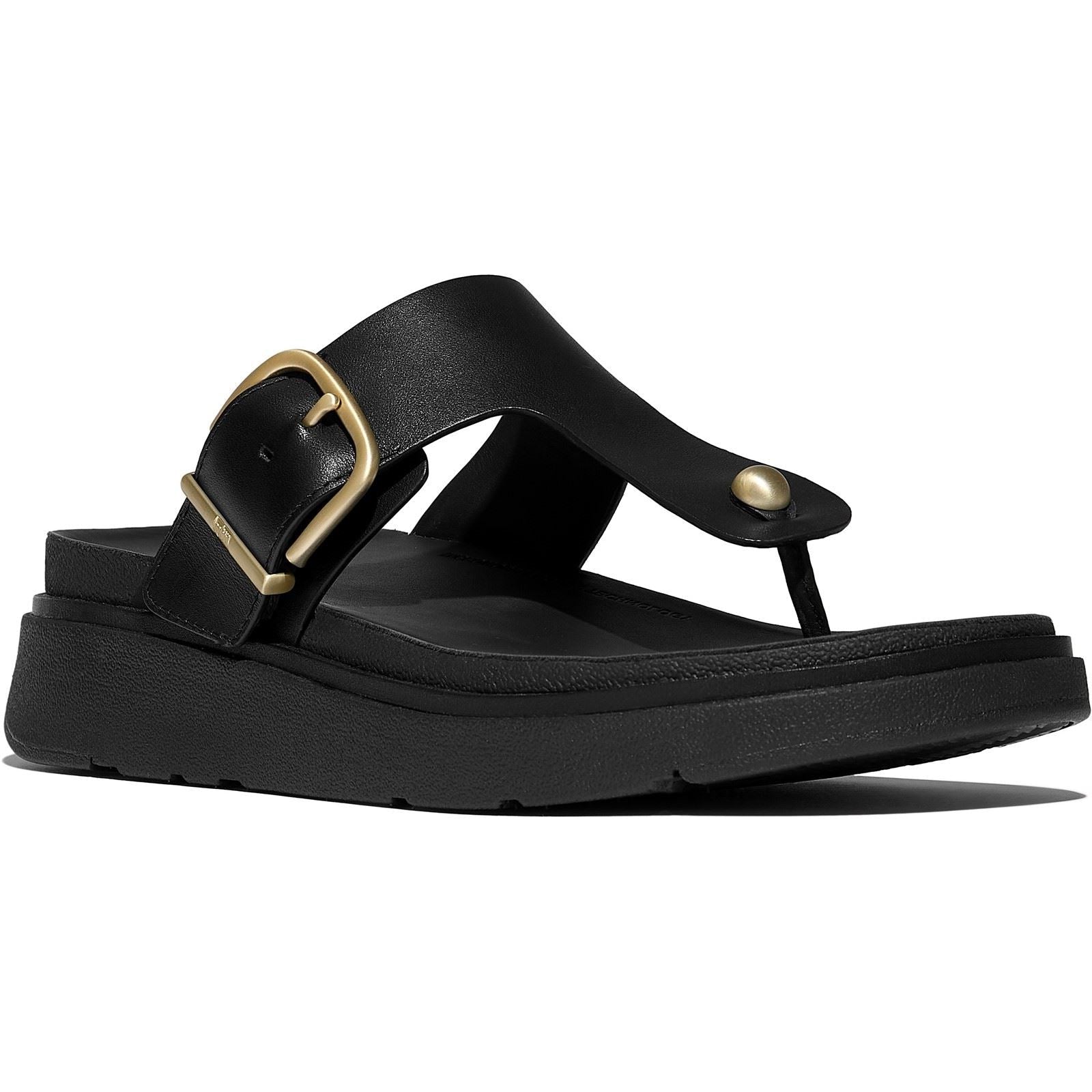 Fitflop Gen-FF Toe-Post Leather Women's Black Sandals