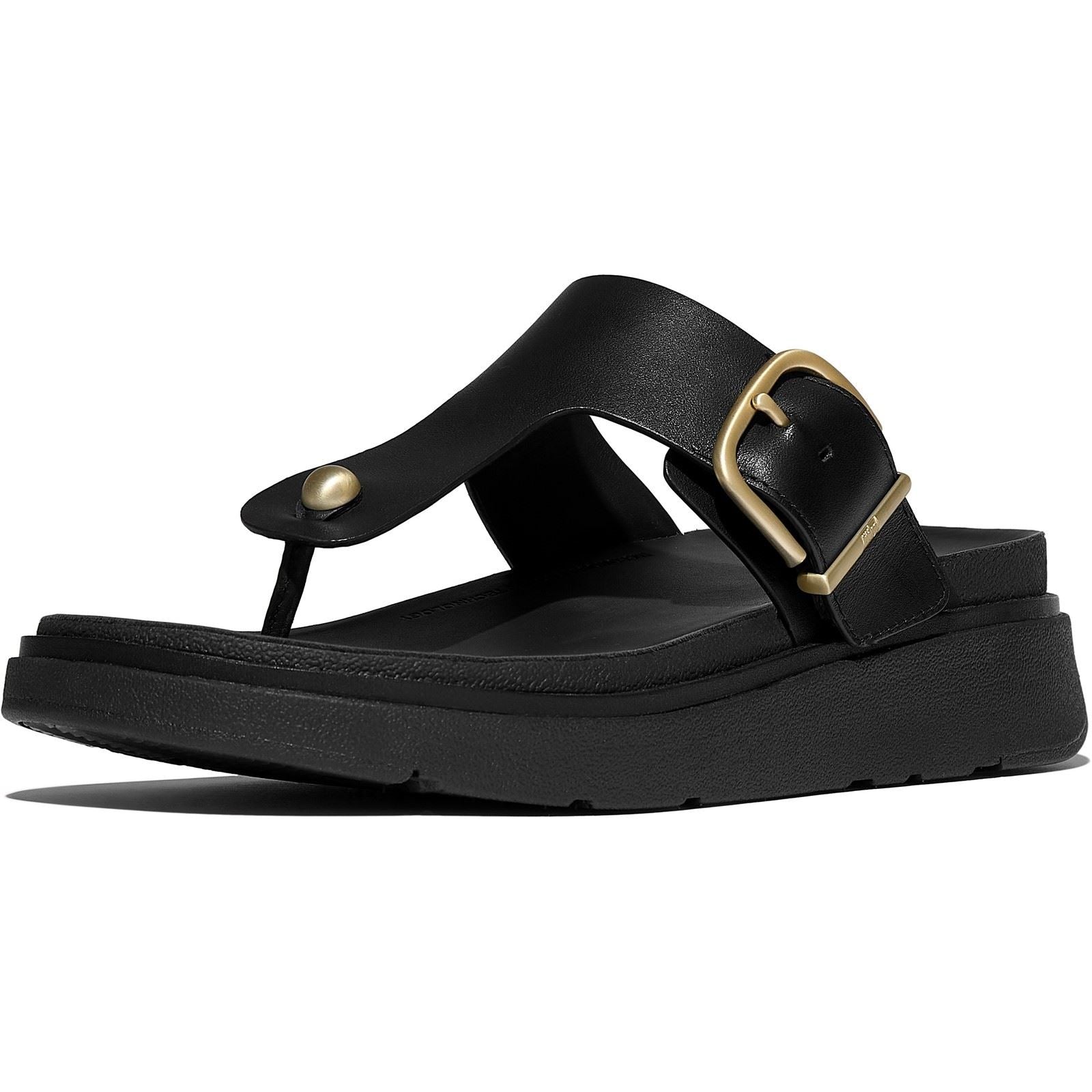 Fitflop Gen-FF Toe-Post Leather Women's Black Sandals