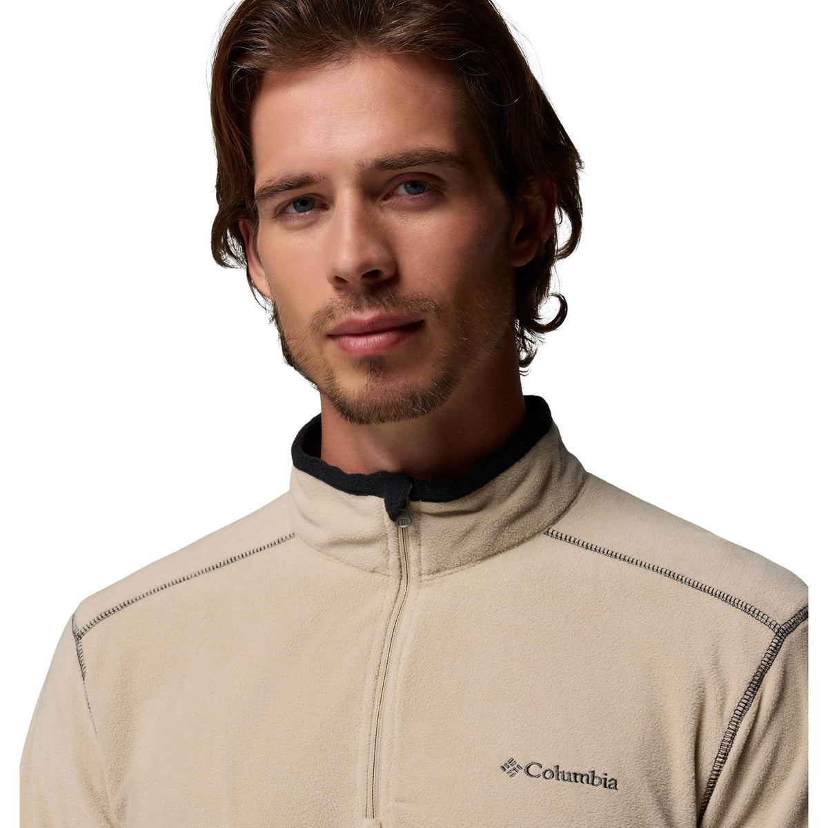 Columbia Klamath Range II Half Zip Polyester Men's Beige Fleece Pullover