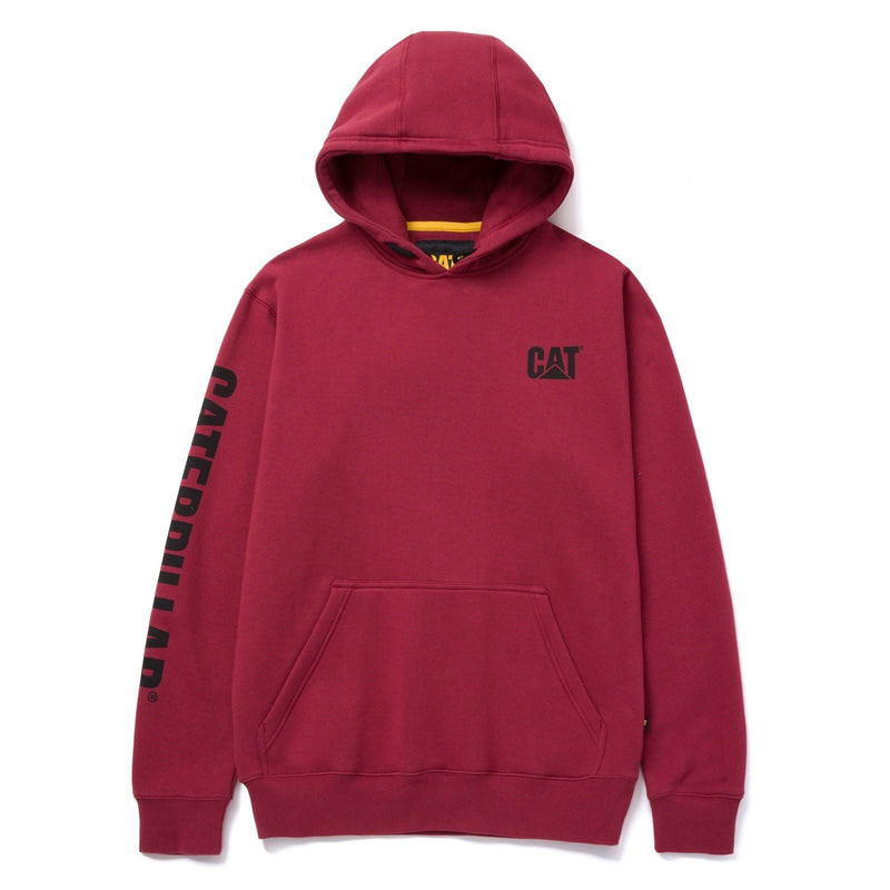 Caterpillar Trademark Banner Cotton Men's Red Hooded Sweatshirt
